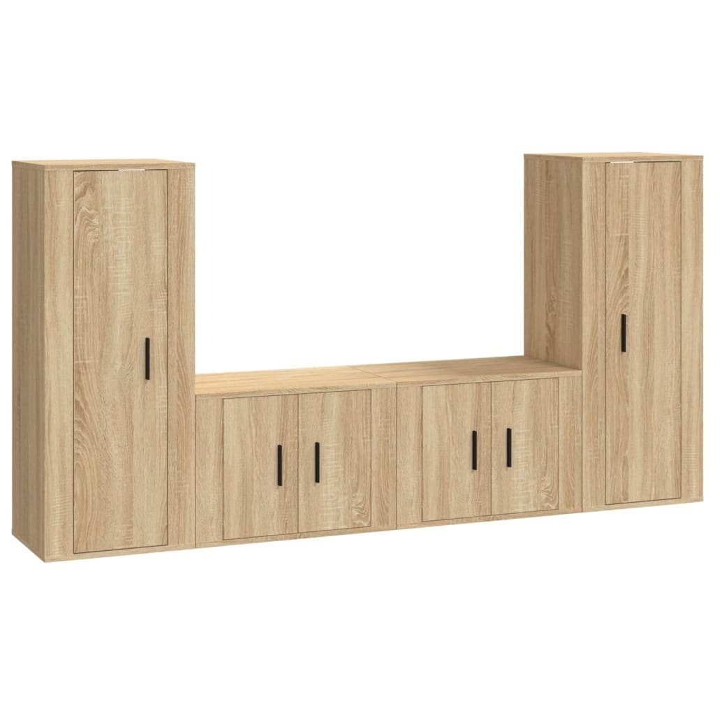 Sonoma-Eiche Holzwerkstoff vidaXL Sonoma (4-St) TV-Schrank-Set TV-Schrank 4-tlg. Eiche