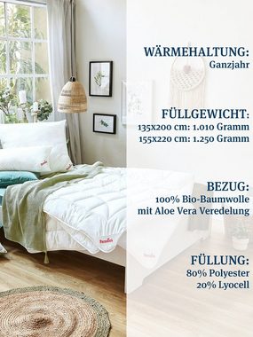 Kunstfaserbettdecke, Avera Bio, Paradies, Füllung: 80% Polyester, 20% Lyocell, Bezug: 100% Baumwolle kbA, mit Lyocell und besonders atmungsaktiv