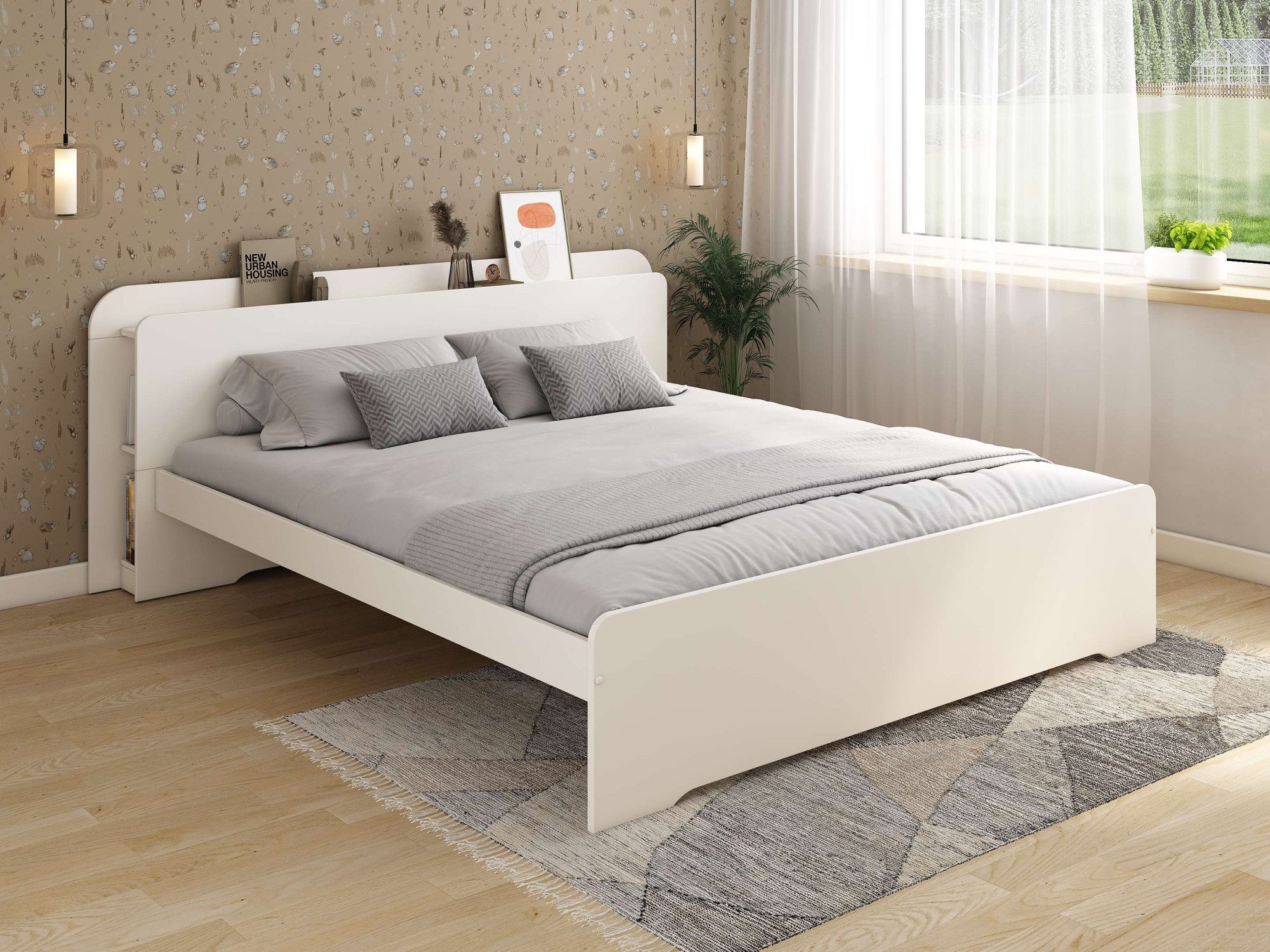 OTTO home Bett Ismund, Stauraum im Kofteil, Stauraumbett, inklusive Lattenrost, teilmassiv, Bettkasten optional