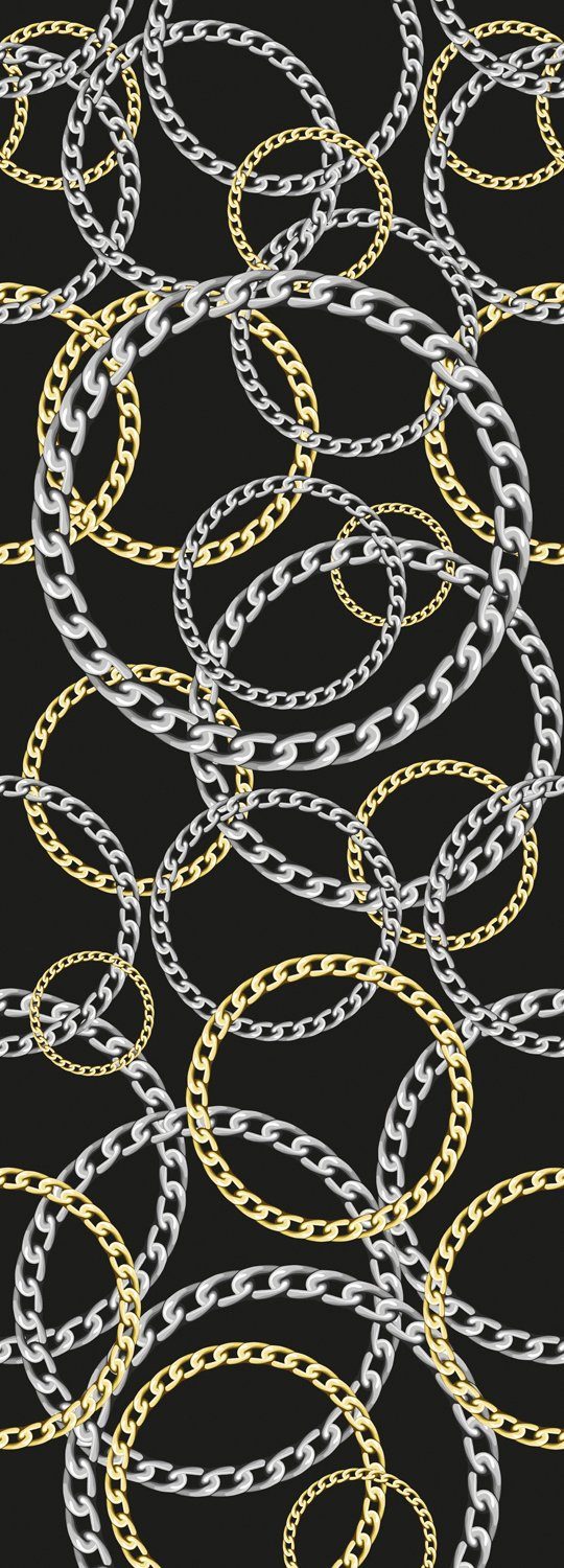 queence Vinyltapete Fashion Chains, glatt, Kunst, bedruckt, Antikoptik, Barock, 90x250cm, selbstklebend, kinderleichte Anbringung, Sticker