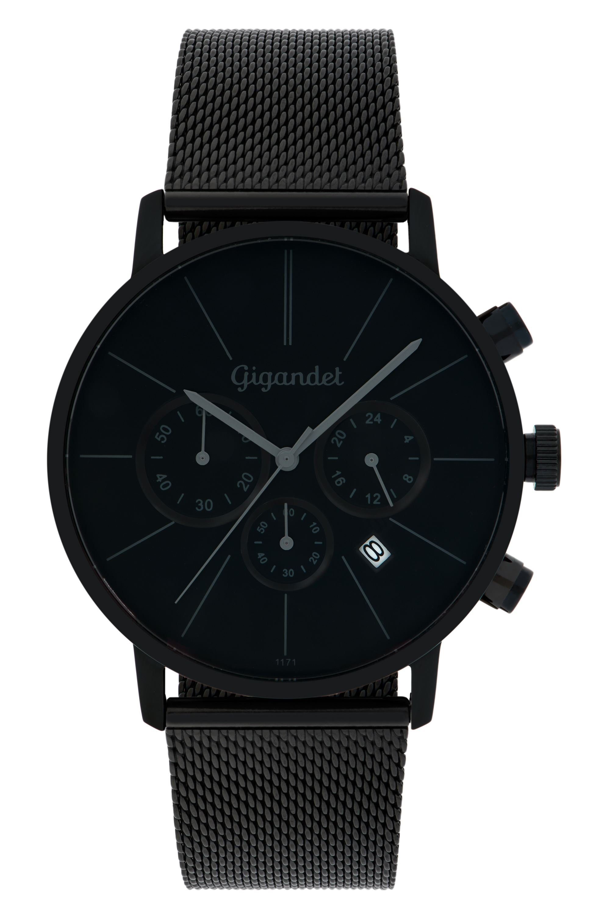 Mineralglas, Minimalism, Chronograph, Gigandet 24-Std. Chronograph Anzeige Datumsanzeige,