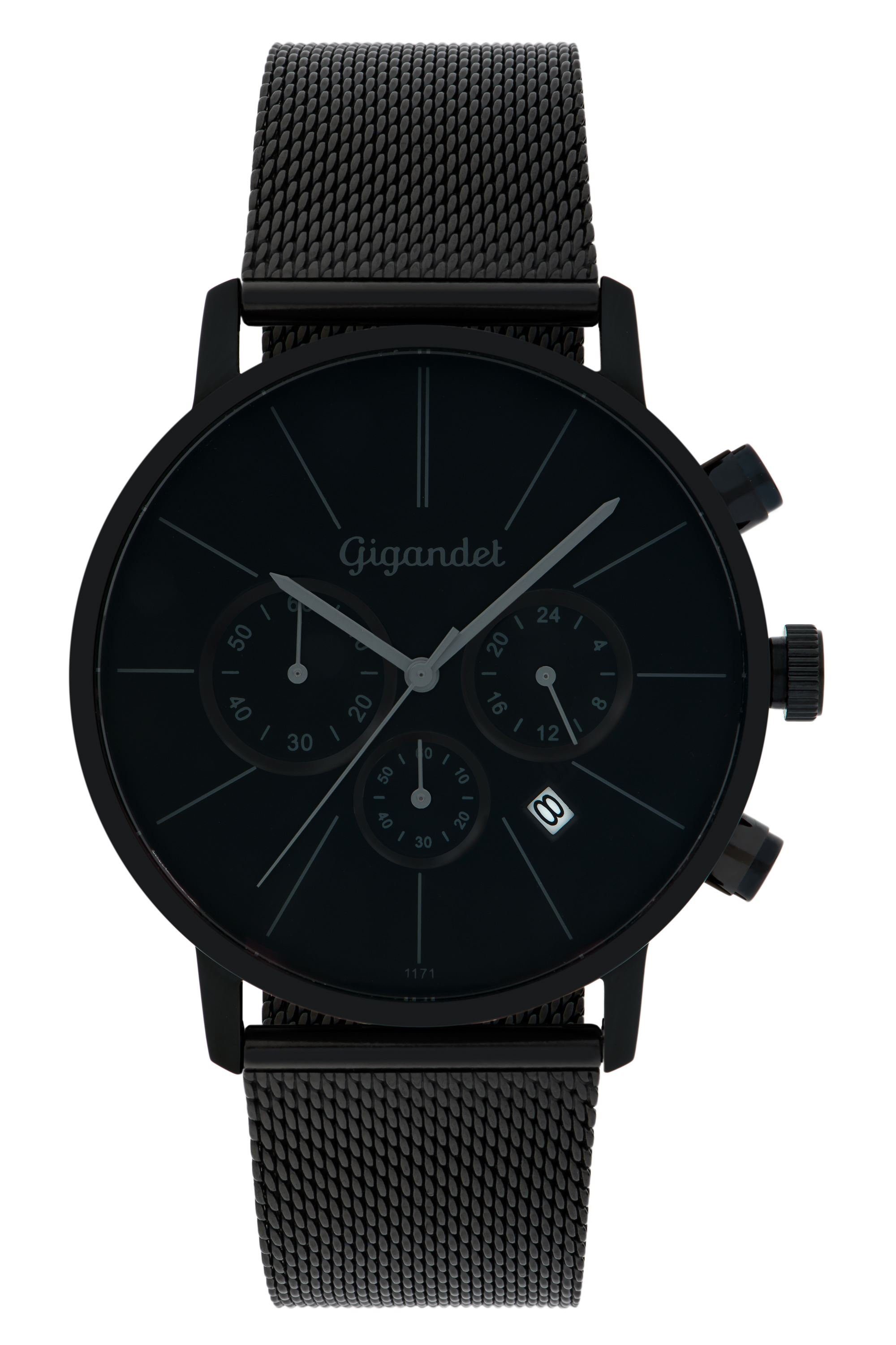 Gigandet Chronograph Herrenuhr, Armbanduhr, Damenuhr, 42mm, MINIMALISM G32-008 G32-008, Mineralglas, Datumsanzeige, Edelstahlband, 3bar/30m wasserdicht