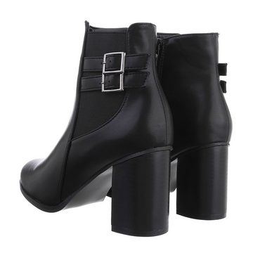 Ital-Design Damen Elegant Stiefelette Blockabsatz High-Heel Stiefeletten in Schwarz