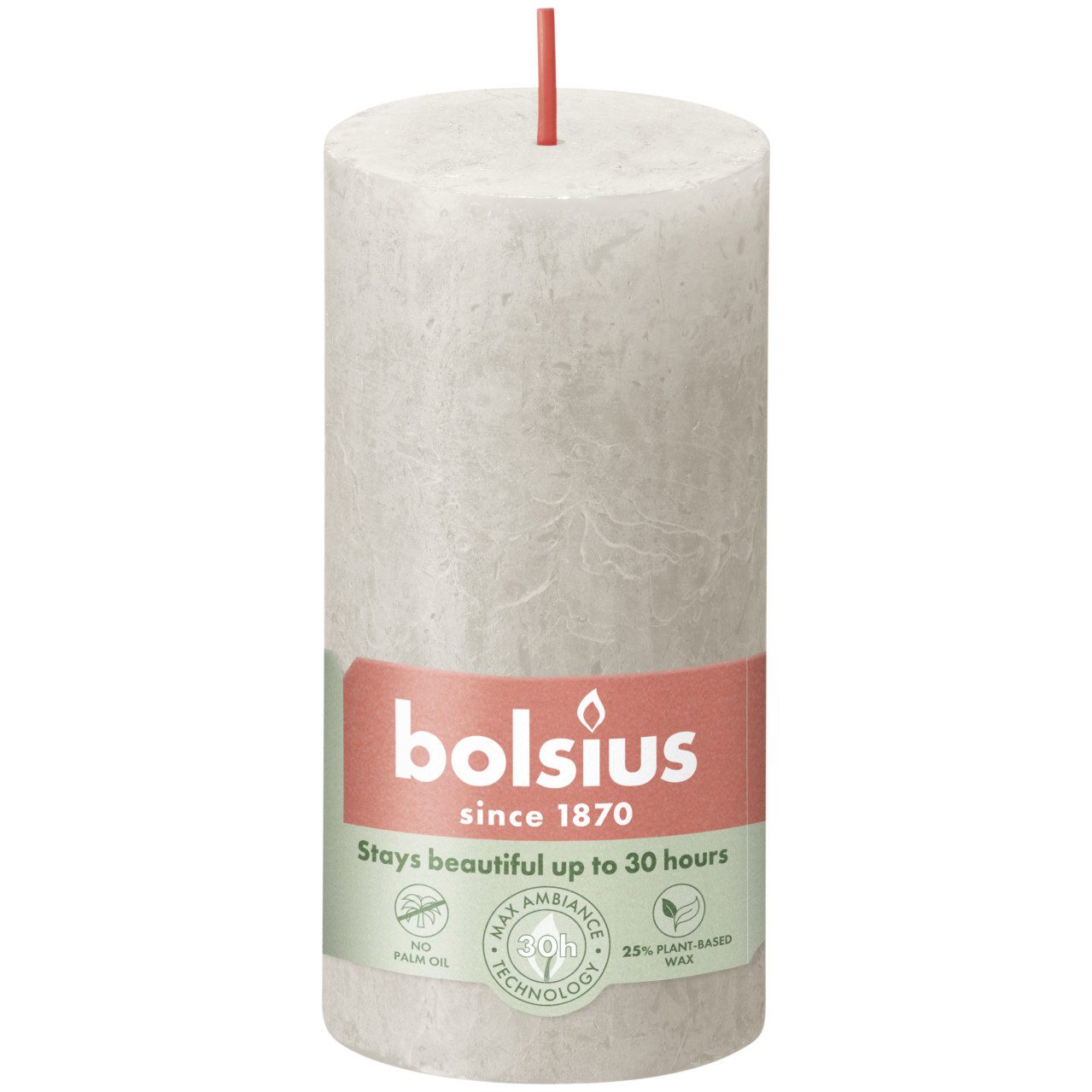 Bolsius Stumpenkerze Bolsius Rustik Stumpenkerze sandgrau, Höhe: 10 cm