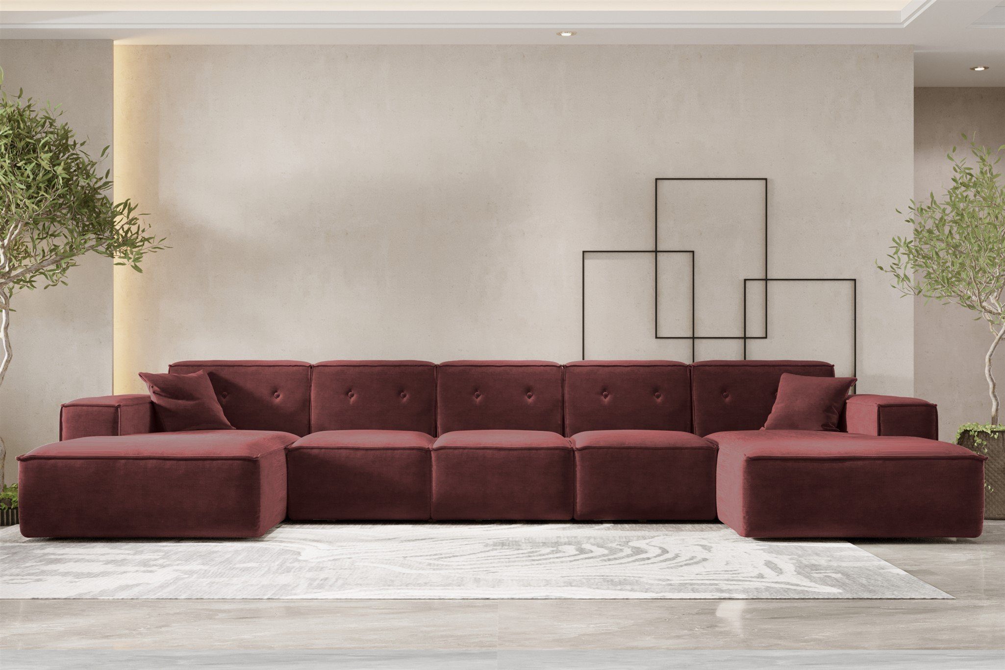 Möbel U-Form Fun 2 Wohnlandschaft Sofa inkl. Rundumbezug Zierkissen, CESINA Stoff, in XL