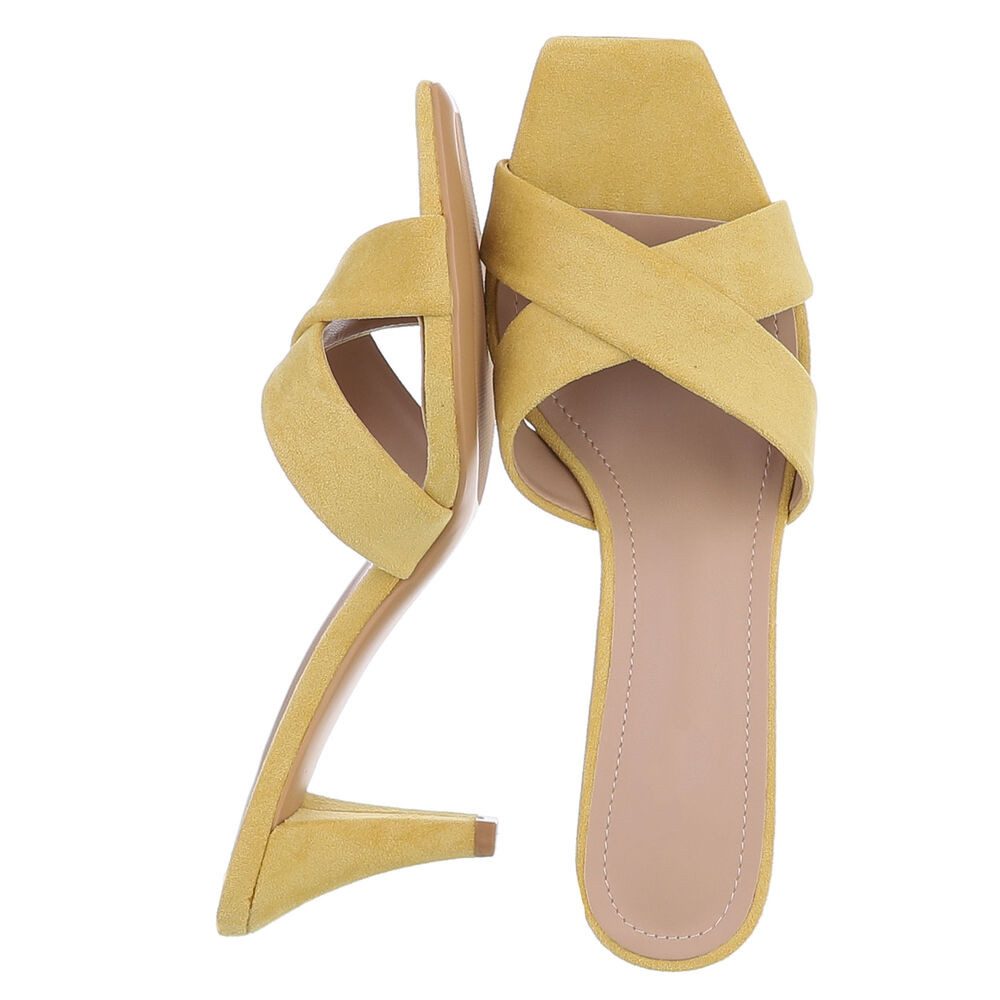 Ital-Design Damen Mules Pumps mit Stilettoabsatz und Riemen Pantolette (91895814) Pfennig-/Stilettoabsatz Sandalen & Sandaletten in Gelb