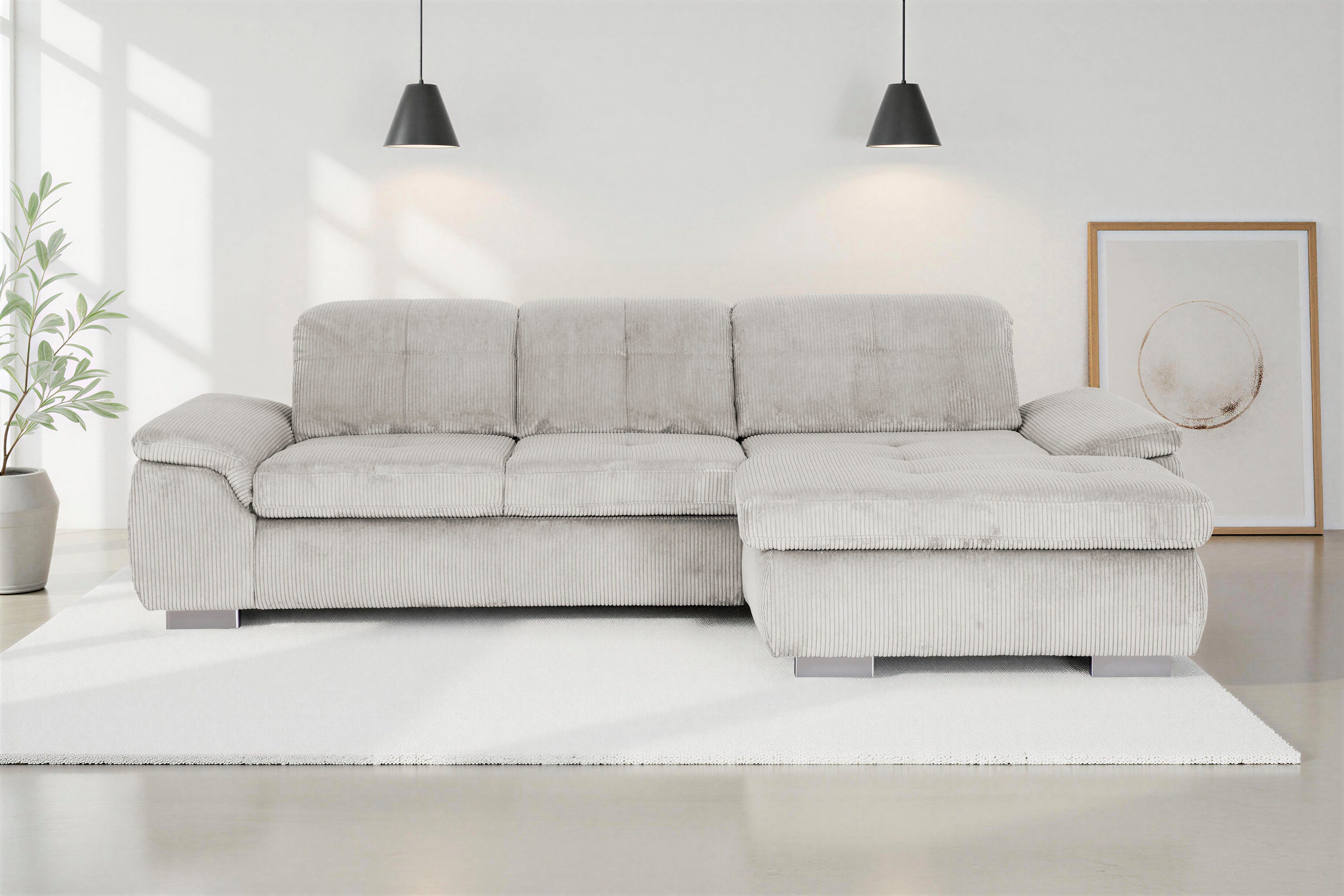 Die PlanBar Ecksofa MP-IN16037 L-Form, Breite 289 cm, mit Kaltschaum-Polsterung, mit Sitztiefenverstellung & Zierkissen
