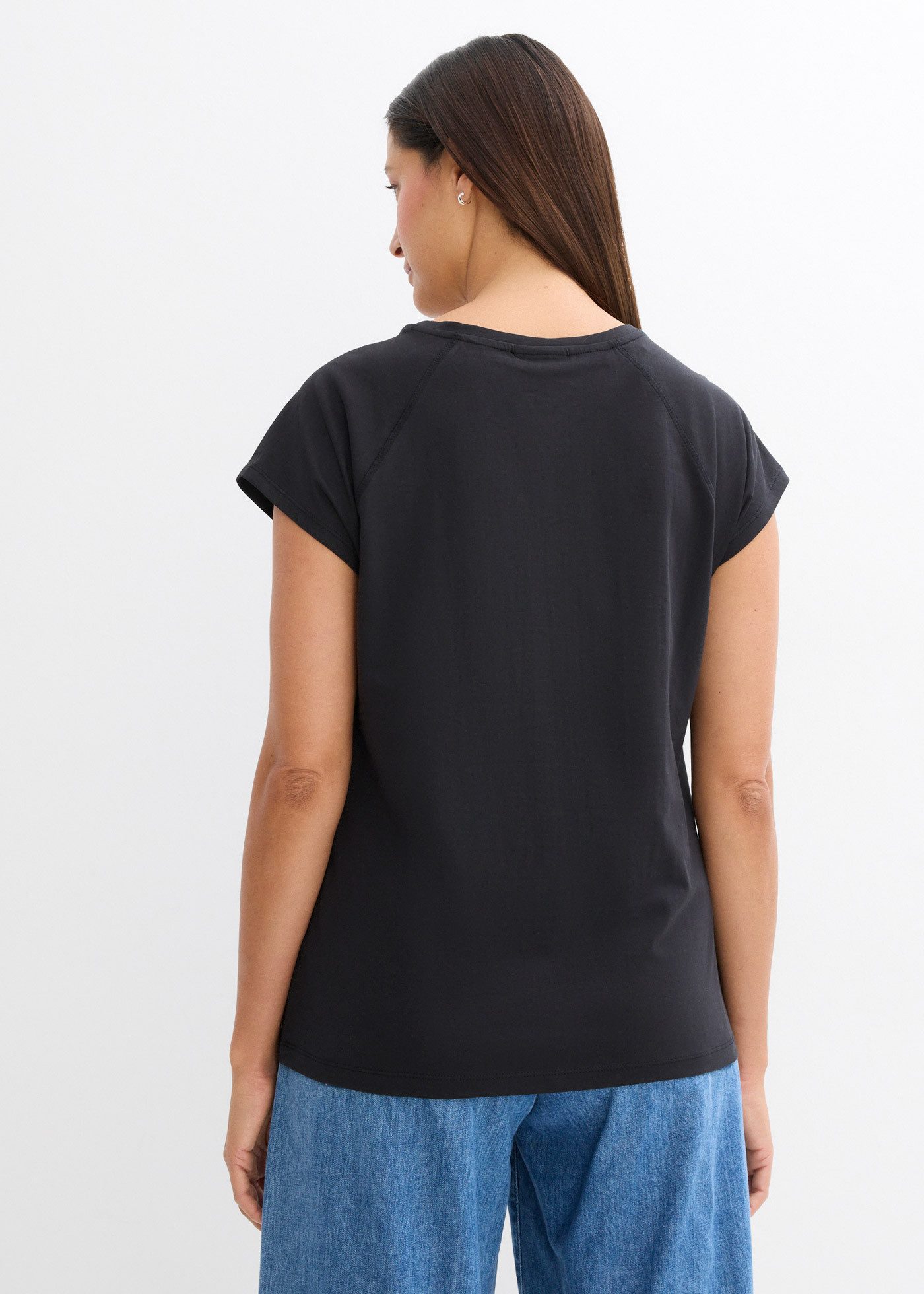 bonprix T-Shirt bequeme Passform, Raglan-Kurzarm, aus Baumwolle
