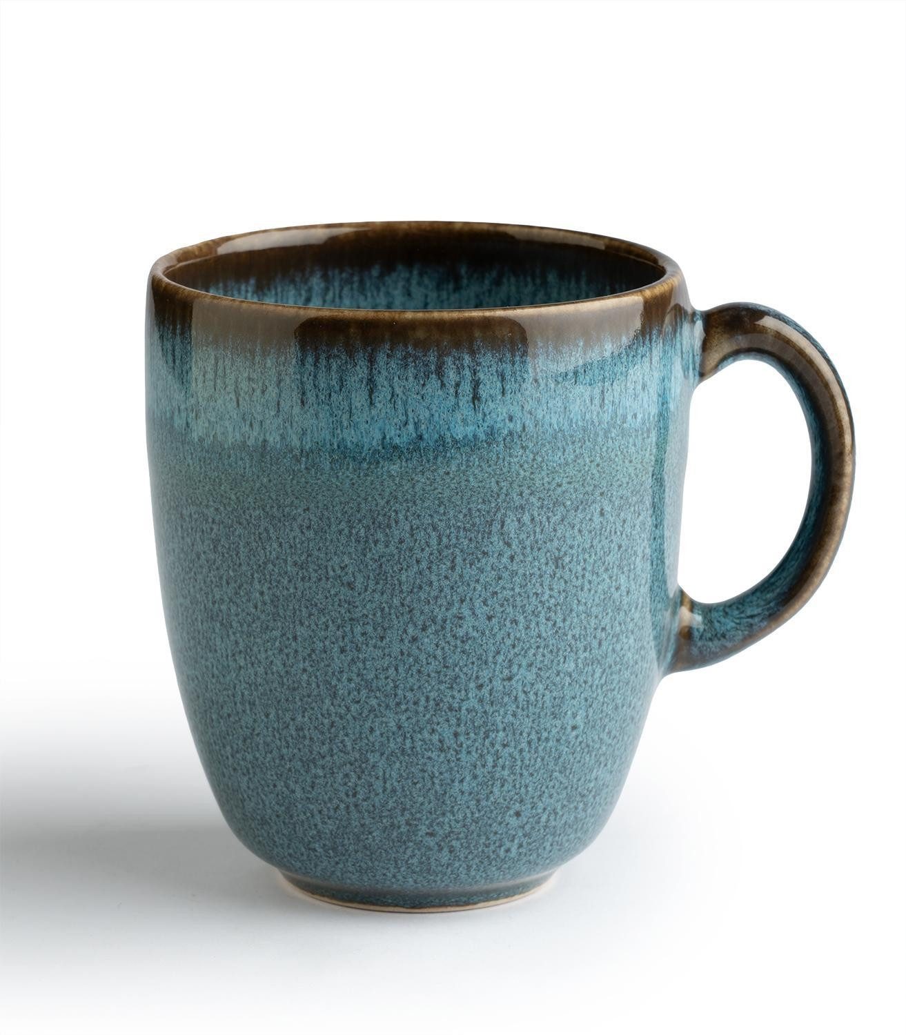 Villeroy & Boch Tasse Kaffeetasse LAVE, 400 ml, Blau, Grün, Steingut, mit Reaktivglasur, Spülmaschinenfest