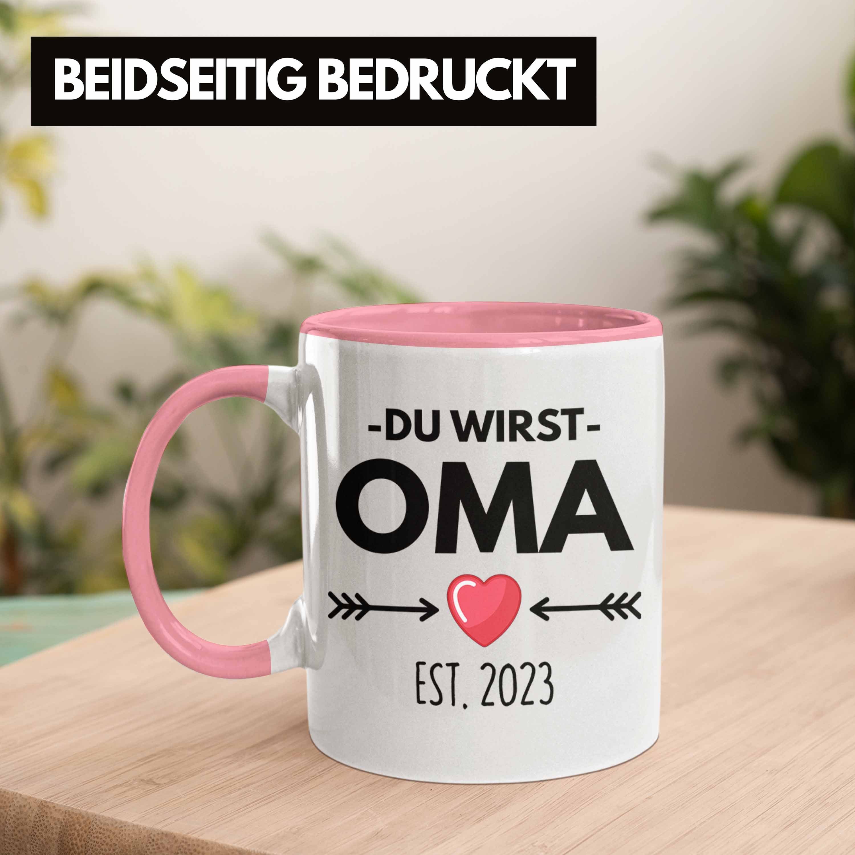 Trendation Schwangerschaft Tasse Oma Du Trendation 2023 Wirst Oma - Rosa Geschenk