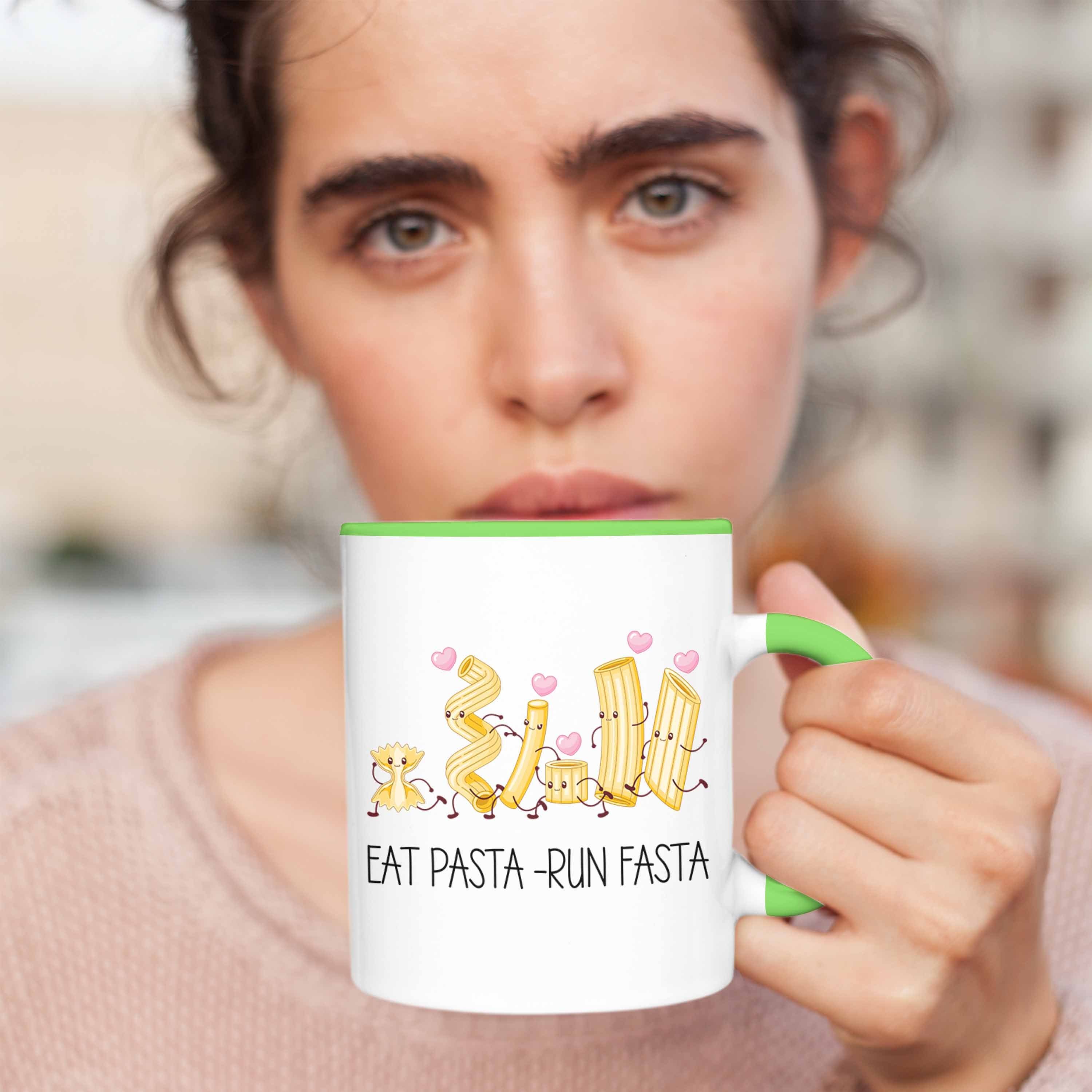 Trendation Tasse Eat Pasta Run Fasta Italiener Tasse Geschenk Grün Spruc
