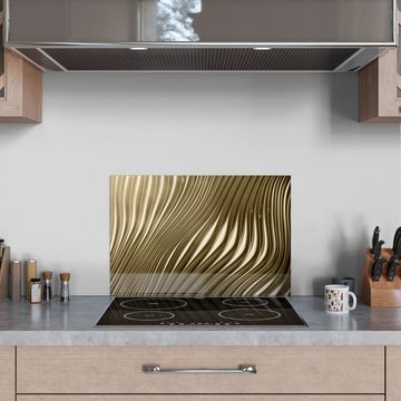 DEQORI Küchenrückwand 'Goldenes Rillendesign', Glas Spritzschutz Badrückwand Herdblende
