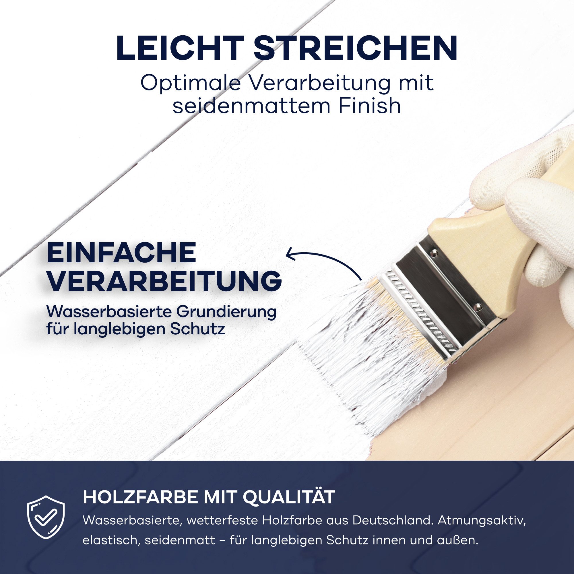 plid Holzlack Premium Holzfarbe Holzlack Farbe für Holz Pinsel, Schnelltrocknend, verarbeitungsfertig