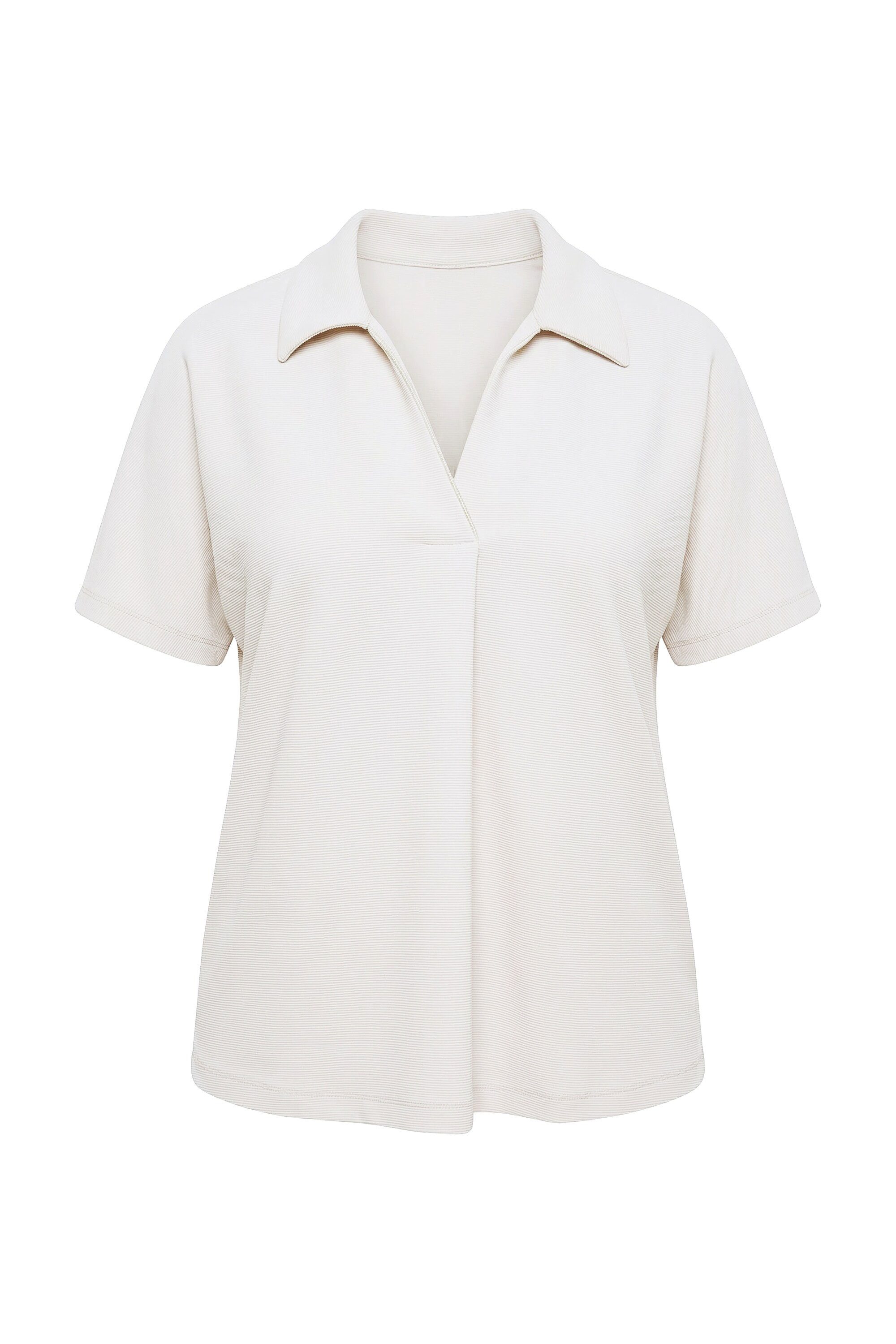Ulla Popken T-Shirt T-Shirt Ziersteinborte Oversized Hemdkragen