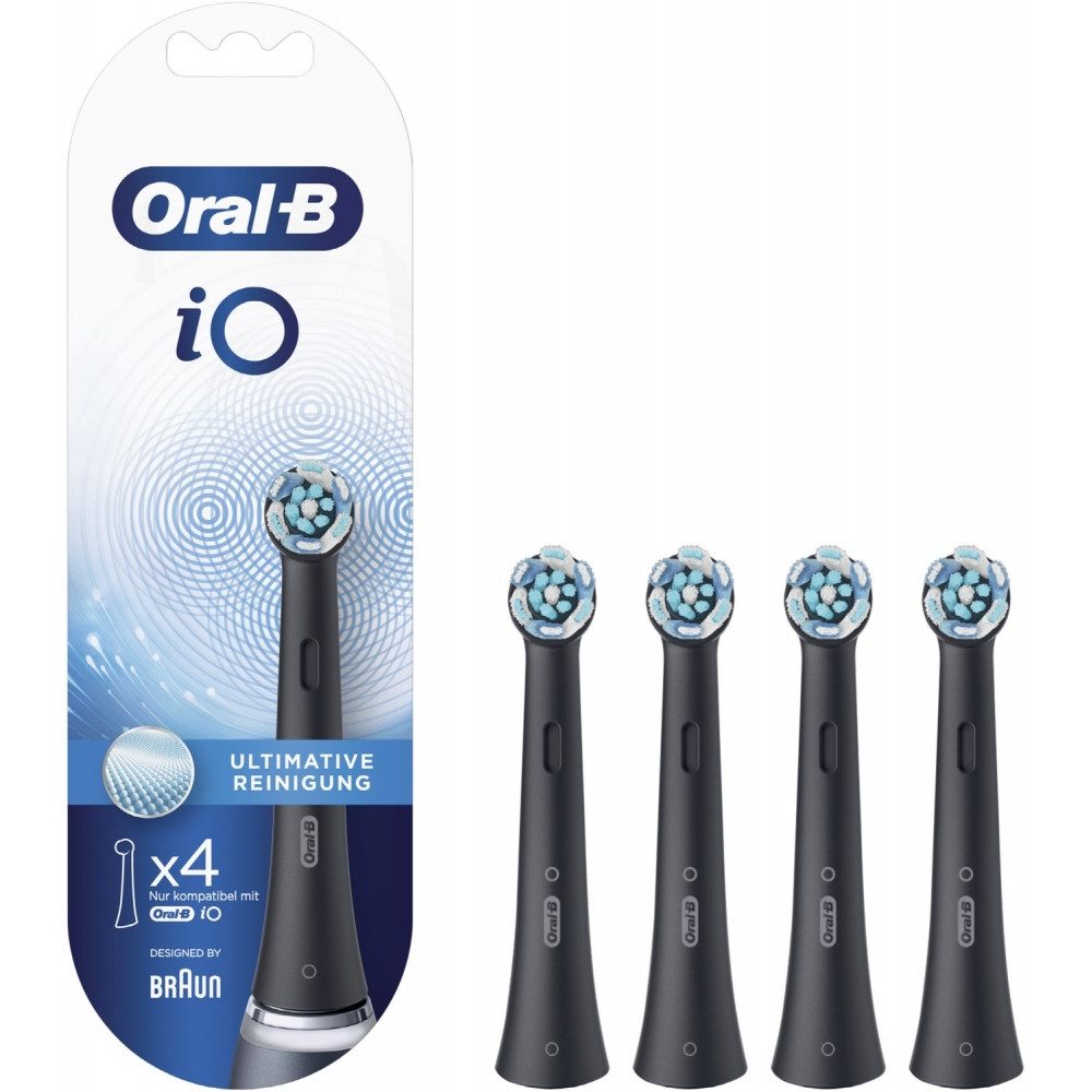 Oral-B Elektrische Zahnbürste orale-b iO ultimative Reinigung black (4er) Aufsteckbürsten schwarz Z, Oral-B iO Ultimative, Tiefenreinigung in Zahnzwischenräumen
