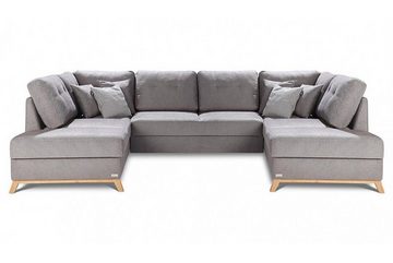 JVmoebel Ecksofa Wohnlandschaft Ecksofa Stoff U-Form Bettfunktion Couch, Made in Europe