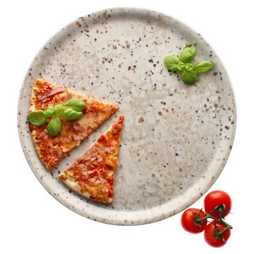 MamboCat Pizzateller 4x Pizzateller Stone Drops Ø33cm 4 Personen XL-Teller 3D Steinoptik