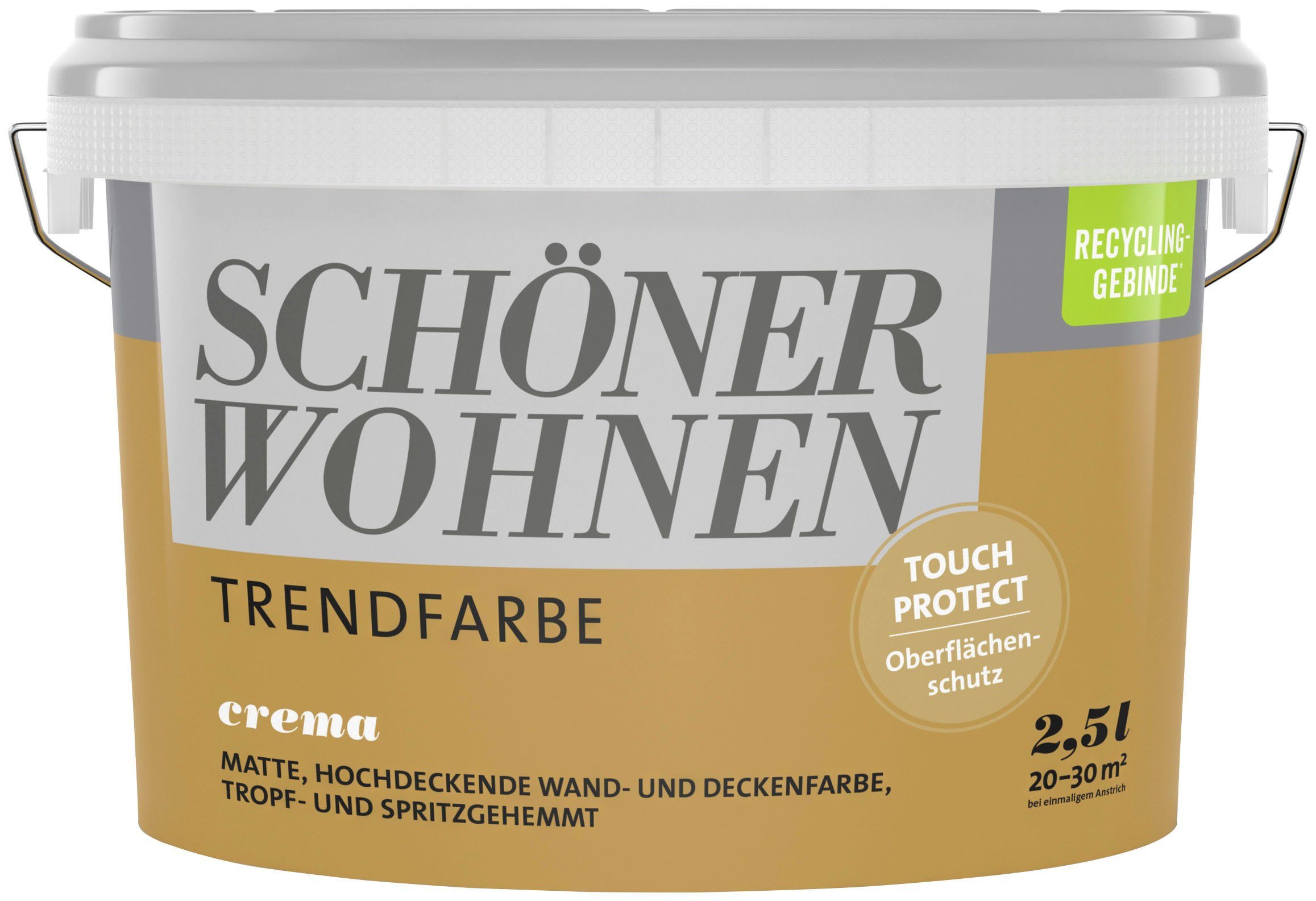 SCHÖNER WOHNEN FARBE Wand- und Deckenfarbe TRENDFARBE, die neuen Trendfarben 2024, matt, hochdeckend, mit TOUCH PROTECT