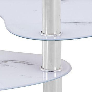 HOOZ Couchtisch HOOZ Couchtisch 98x55cm Klarglas mit Marmor weiß Ablage (Wohnzimmertisch, perfekt als Beistelltisch), Tischplatte Klarglas mit Ablage in Marmorweiß