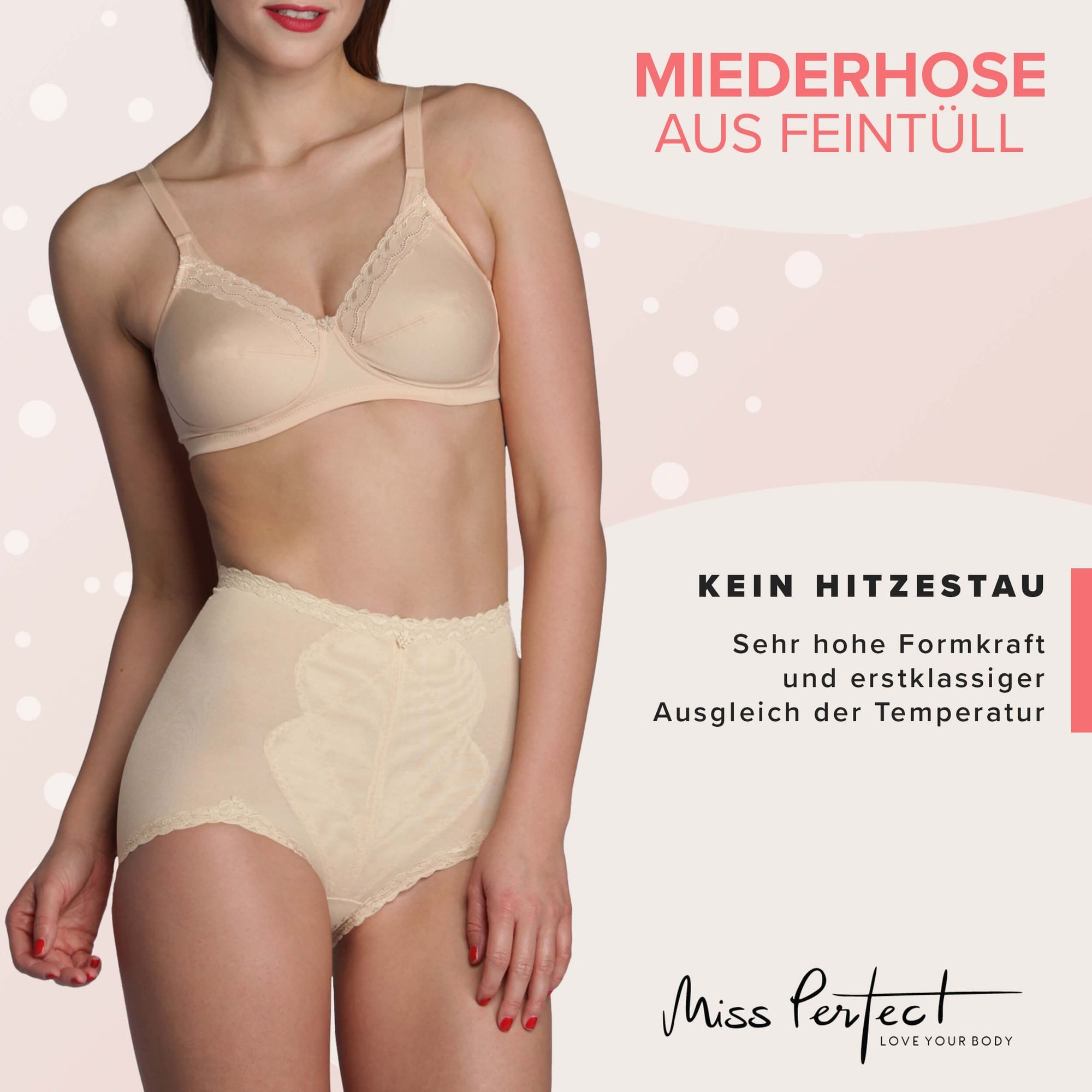 Miss Perfect Miederhose 8777 Figurformender Bauchweg Slip aus extraleichtem Feintüll