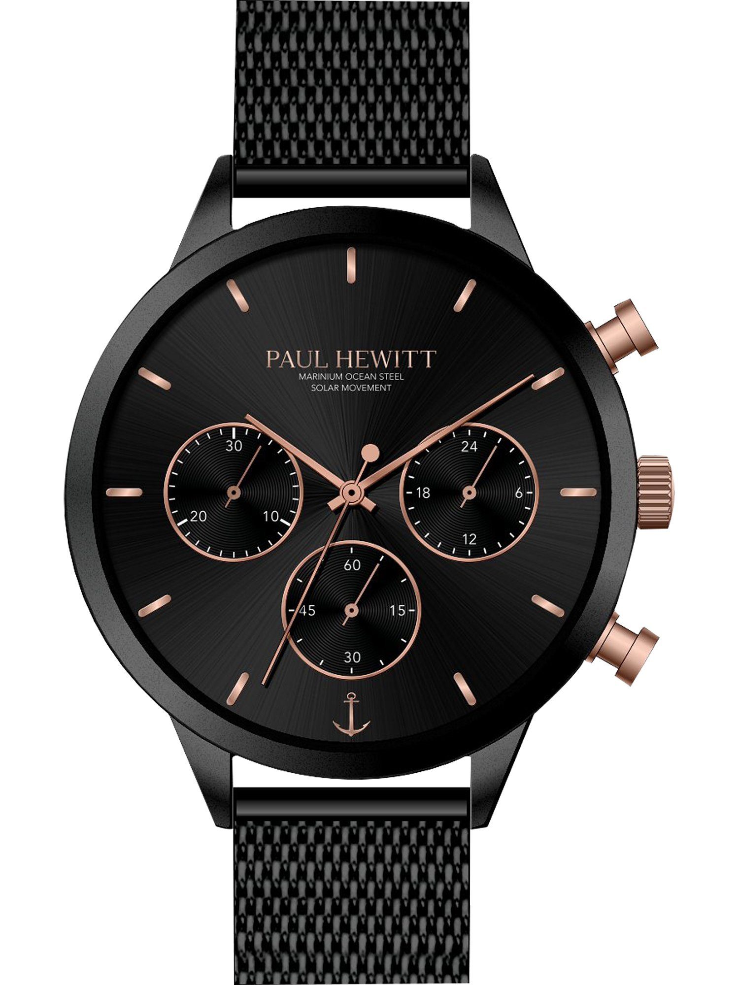 PAUL HEWITT Quarzuhr Paul Hewitt Damen-Uhren Analog Solar, Klassikuhr schwarz