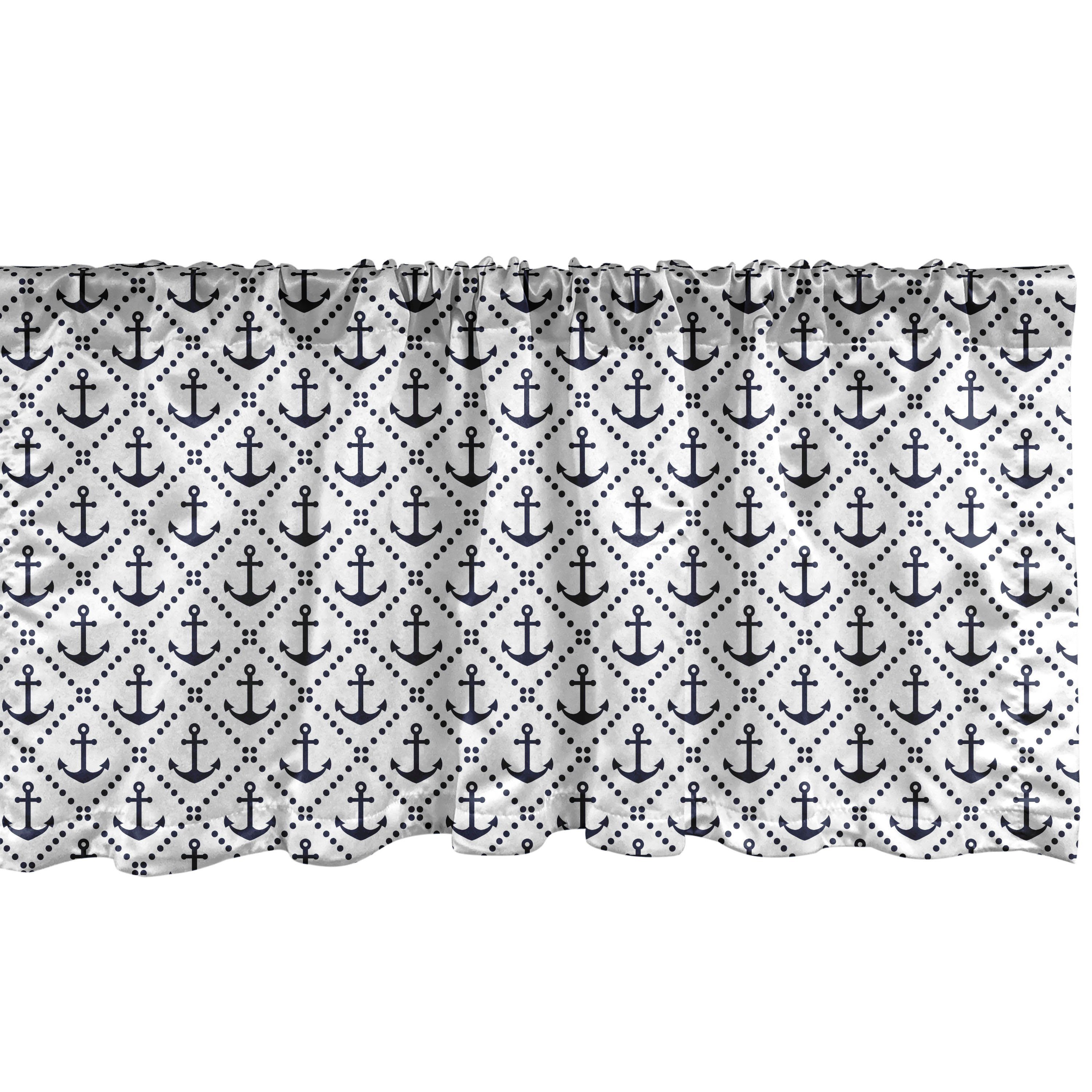 Scheibengardine Vorhang Volant für Küche Schlafzimmer Dekor mit Stangentasche, Abakuhaus, Microfaser, Geometrisch Seeanker Dots