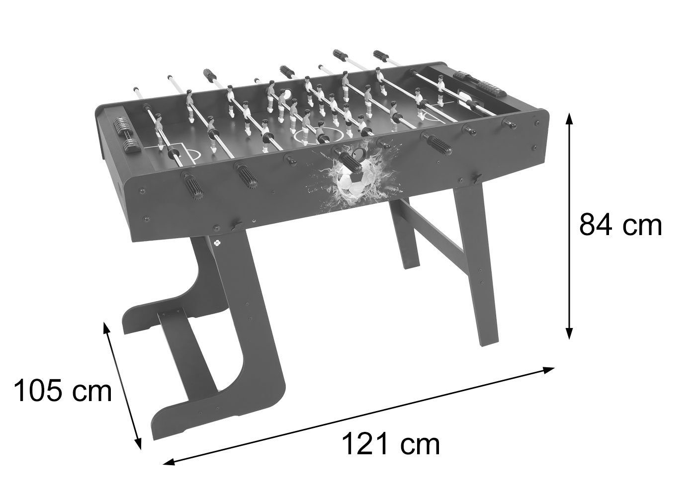 MCW Kickertisch Manchester, Klappbar, rutschfeste Griffe, Inkl. 2 Bälle