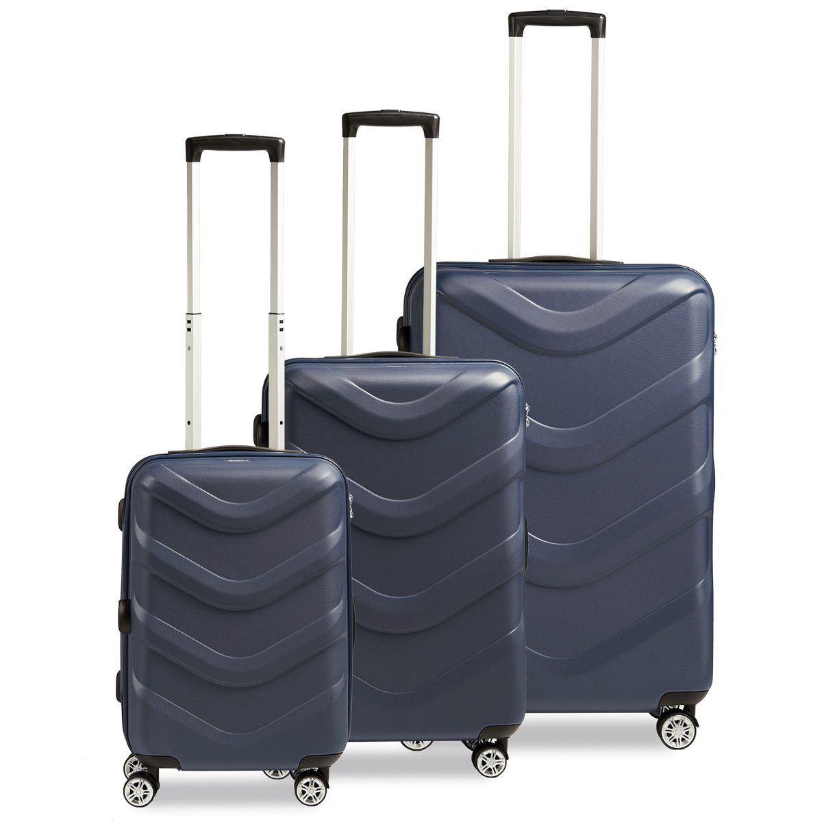 Stratic Trolley 3-tlg. Hartschalen-Koffer-Set mit 4 Rollen, Arrow, 4 Rollen Rollen blue 36