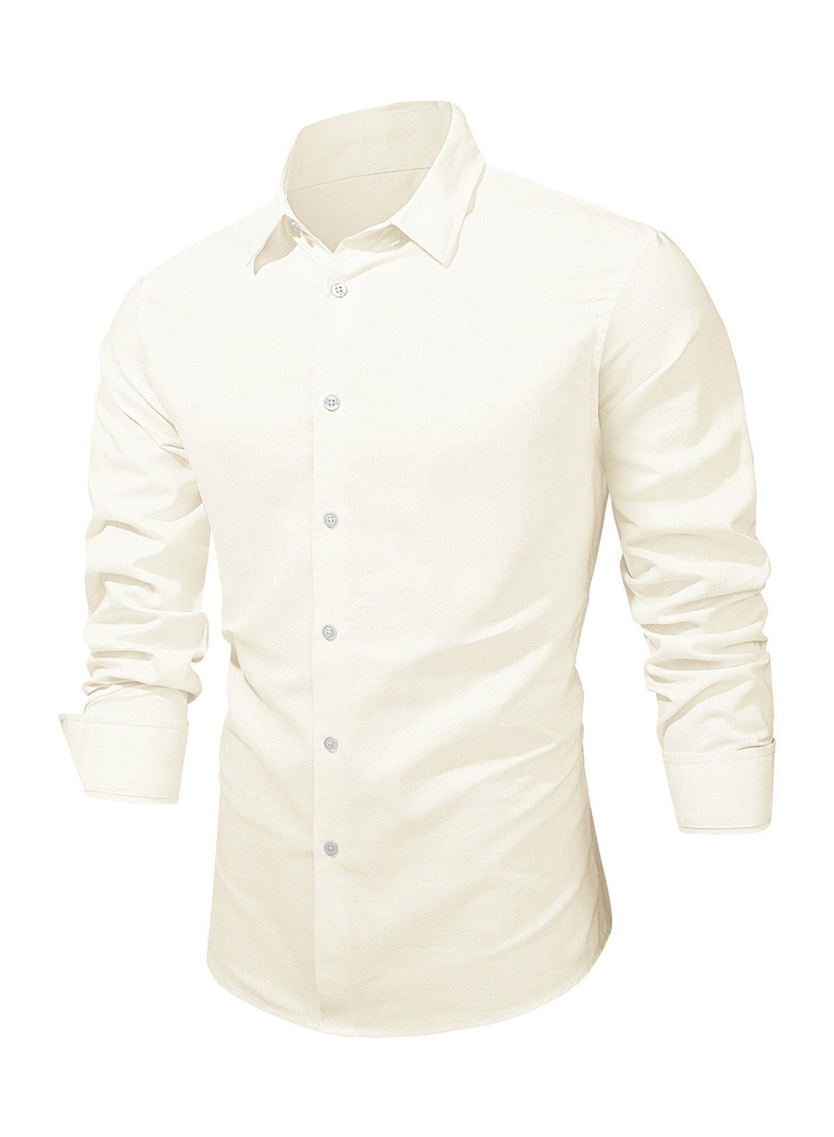 JMIERR Leinenhemd Langarm Hemden Shirts Casual Freizeithemd Baumwolle Stehkragenhemd (Leinenhemd) Regular Langarm Kentkragen Uni