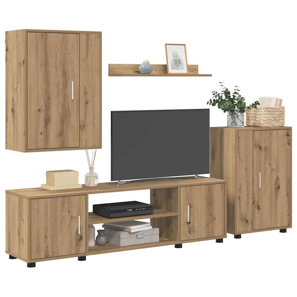 vidaXL TV-Schrank 4-teilige TV-Schrank Set Artisan-Eiche günstig online kaufen