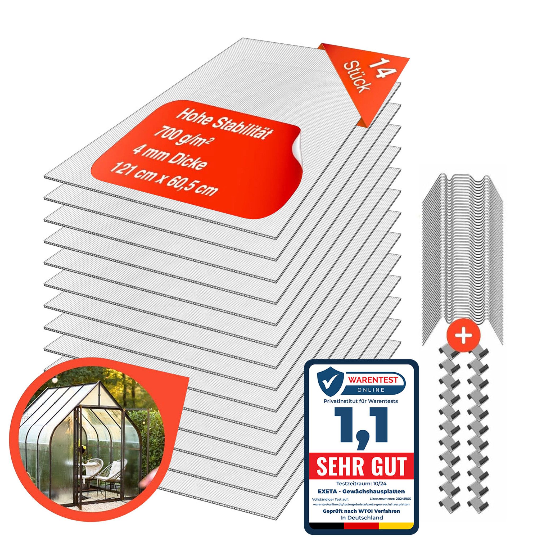 exeta Hohlkammerplatte Gewächshausplatten 4mm 14 Stck. günstig online kaufen