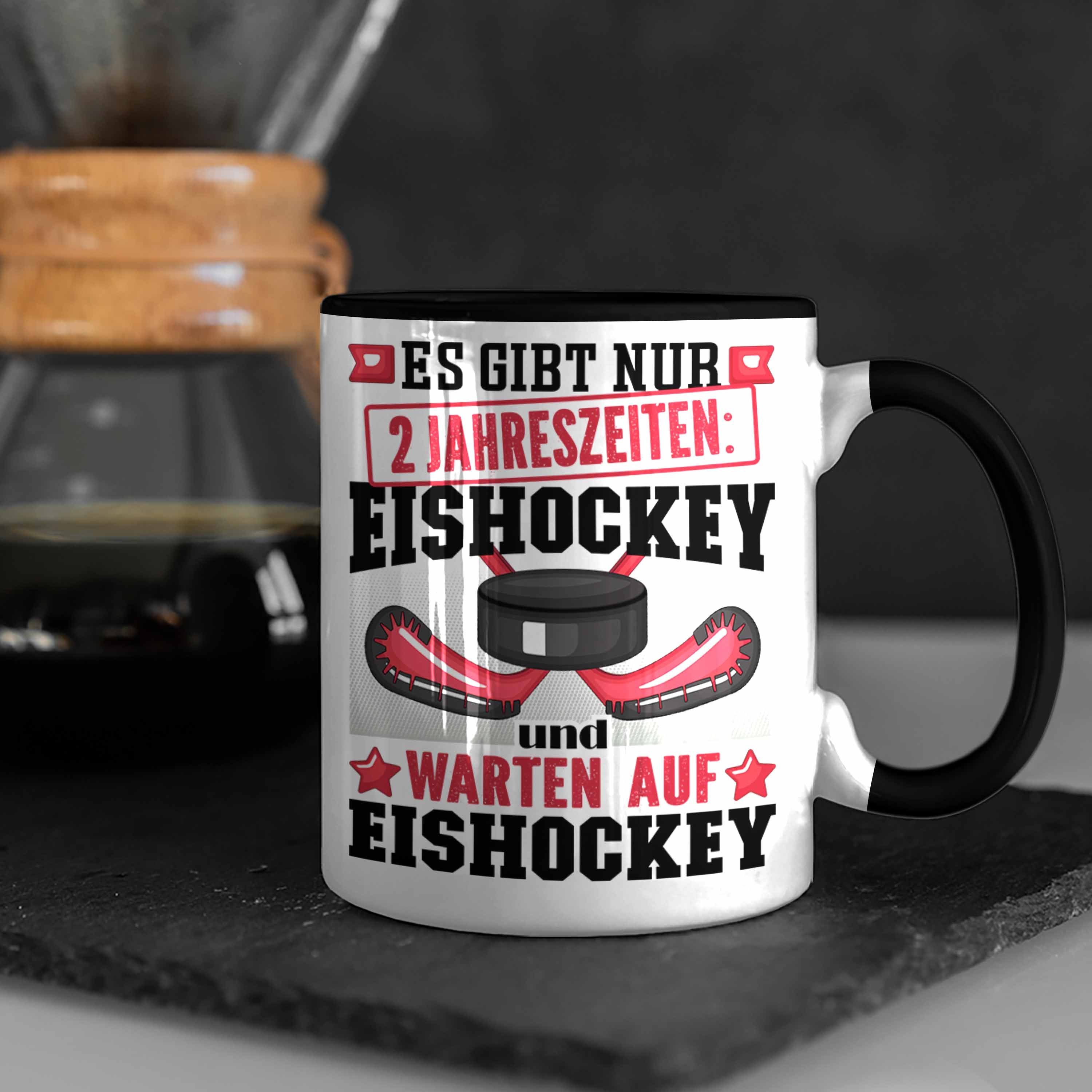 Geschenk Eishockey-Spieler Eishockey Tasse 2 Schwarz Geschenkidee für Tasse Jahresze Trendation