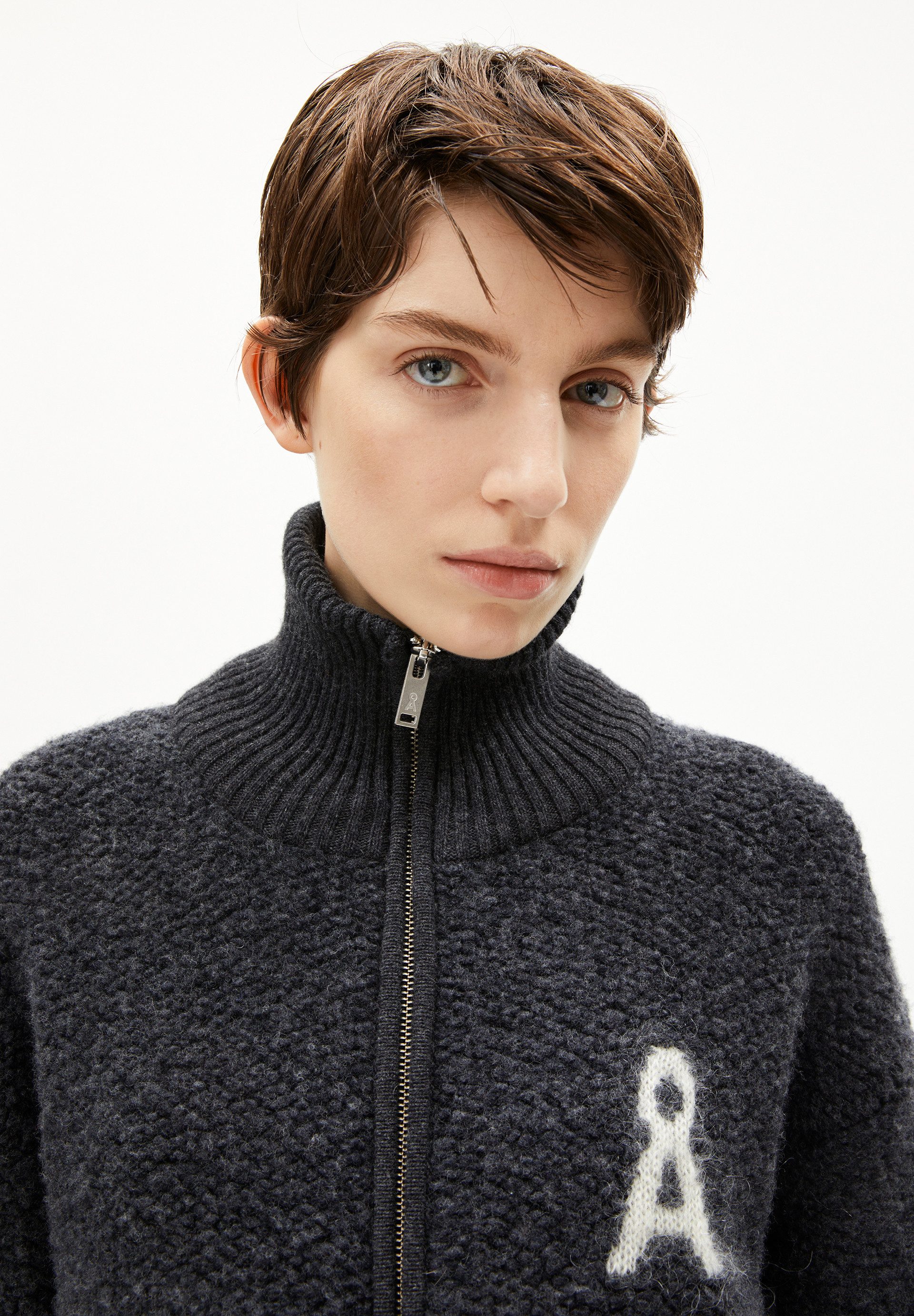 Armedangels Cardigan ICONIC Å GWENAA BOUCLÉ Jacke aus Bio-Baumwolle (Mock-Ausschnitt, Oversized Fit)