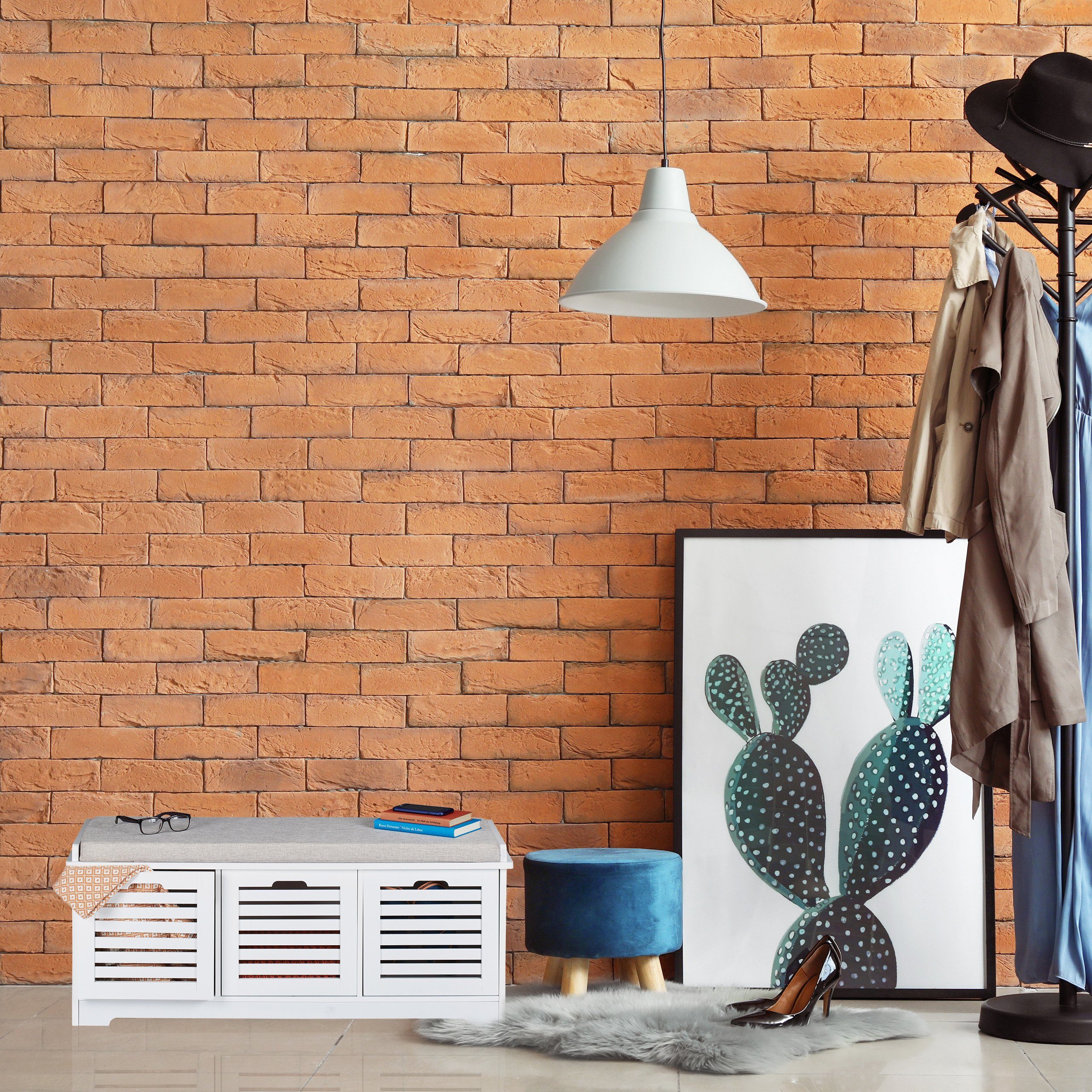 relaxdays Sitztruhe Sitzbank mit Stauraum weiß günstig online kaufen