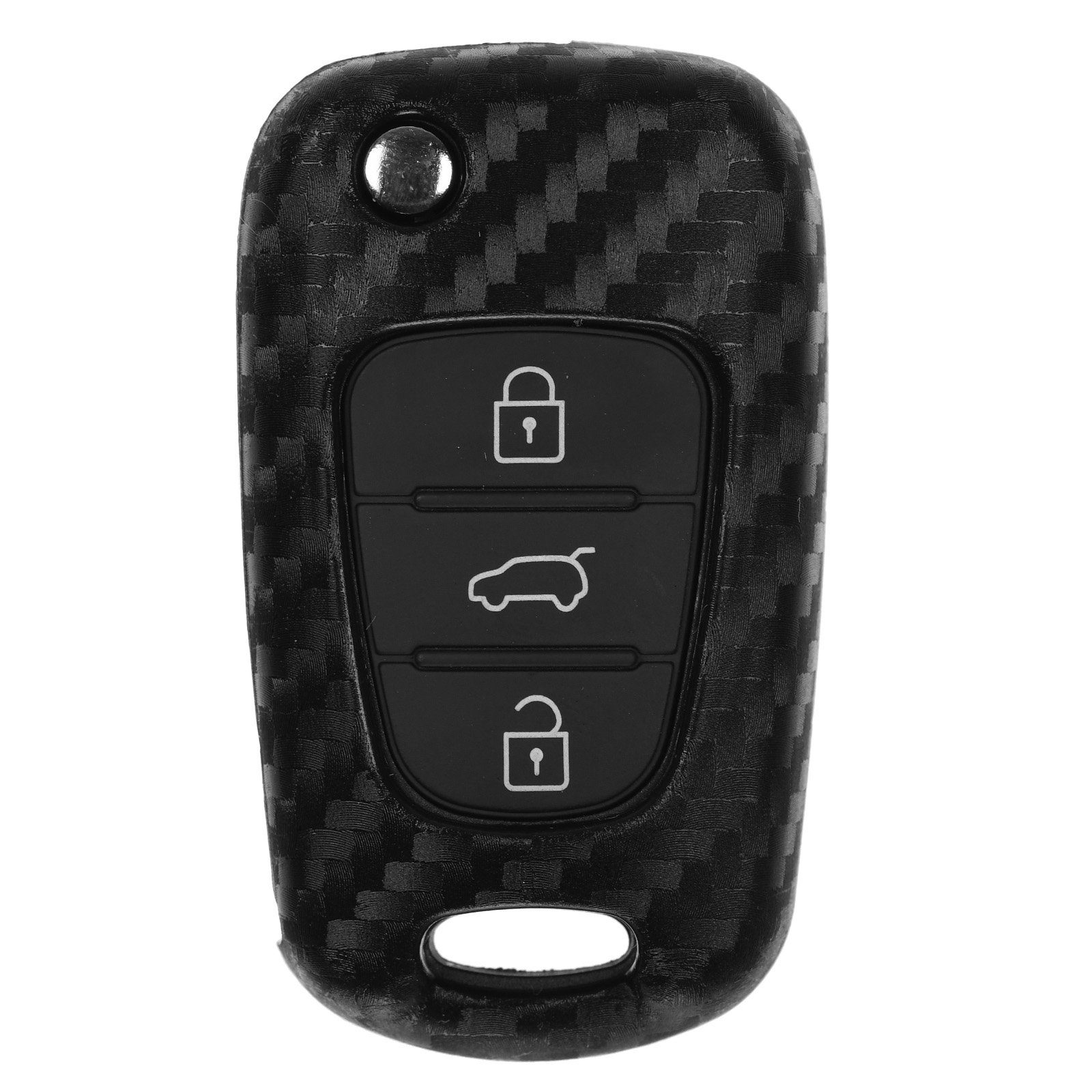Klappschlüssel Silikon für Schlüsseltasche Hyundai Carbon Softcase ix35 i30 Sportage KIA Tasten Autoschlüssel 3 im Look, Schutzhülle Soul mt-key ix20