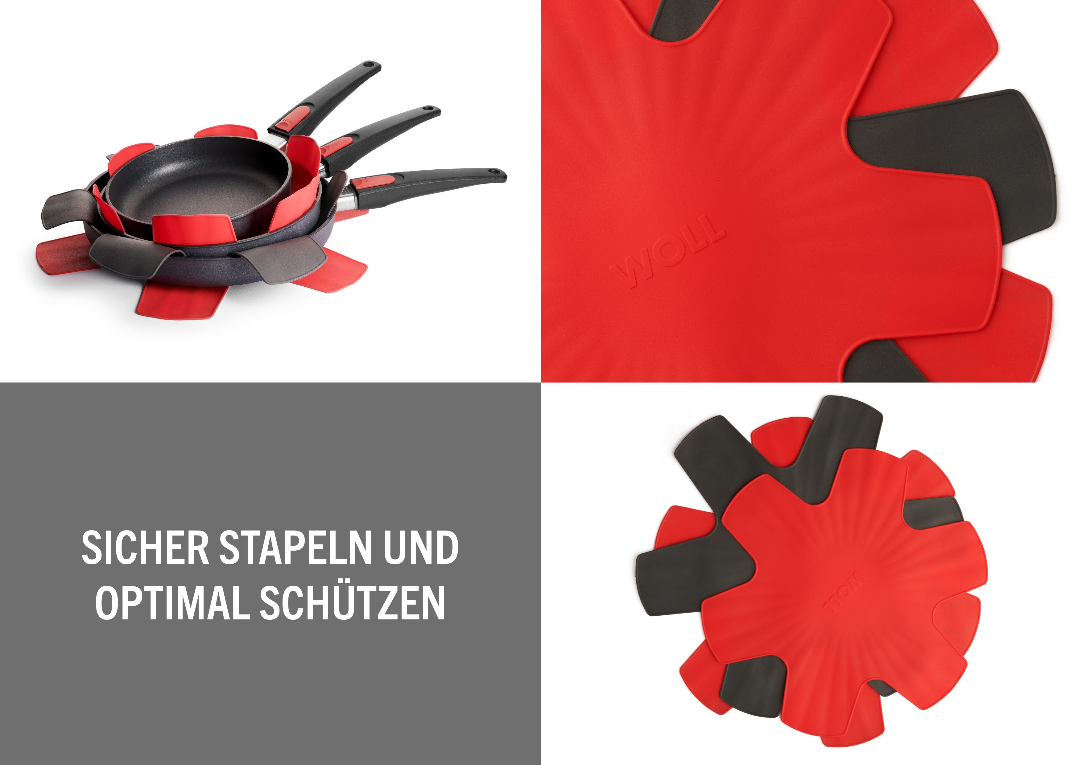 WOLL Pfannenschoner WOLL Silikon-Pfannenschutz, Set, 3-tlg., Hitzebeständig, Spülmaschinengeeignet, für Pfannen und Töpfe – Bild 3 von 3