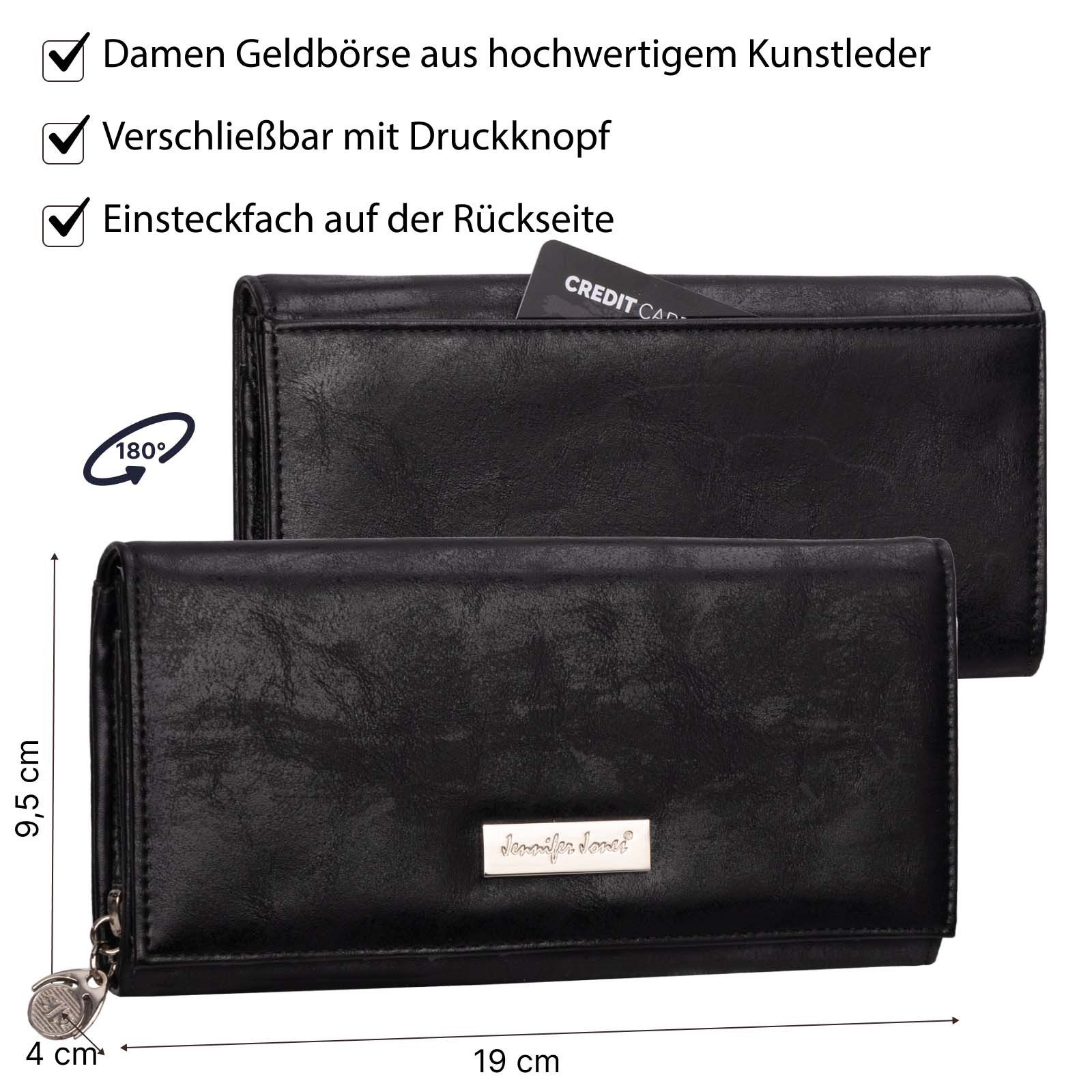 Jennifer Jones Geldbörse JENNIFER JONES Damen Geldbörse Geldbeutel Brieftasche Portmonee XXL, Damen Geldbörse klappbar mit Reißverschluss Portemonnaie Geldbeutel