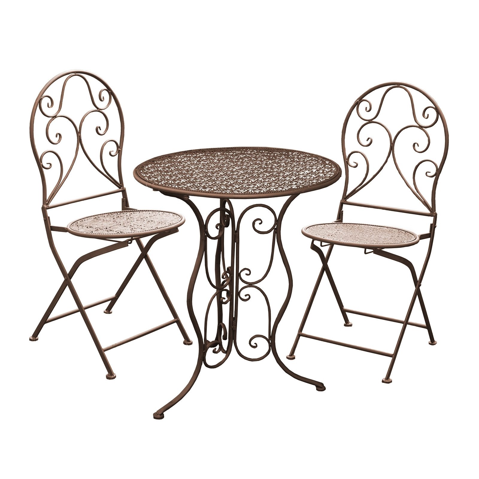 HTI-Living Balkonset Tischgruppe Lani Antik, (Set, 3-tlg., 1x Tisch, 2x Stühle), Sitzgruppe Metall Garten nostalgisch