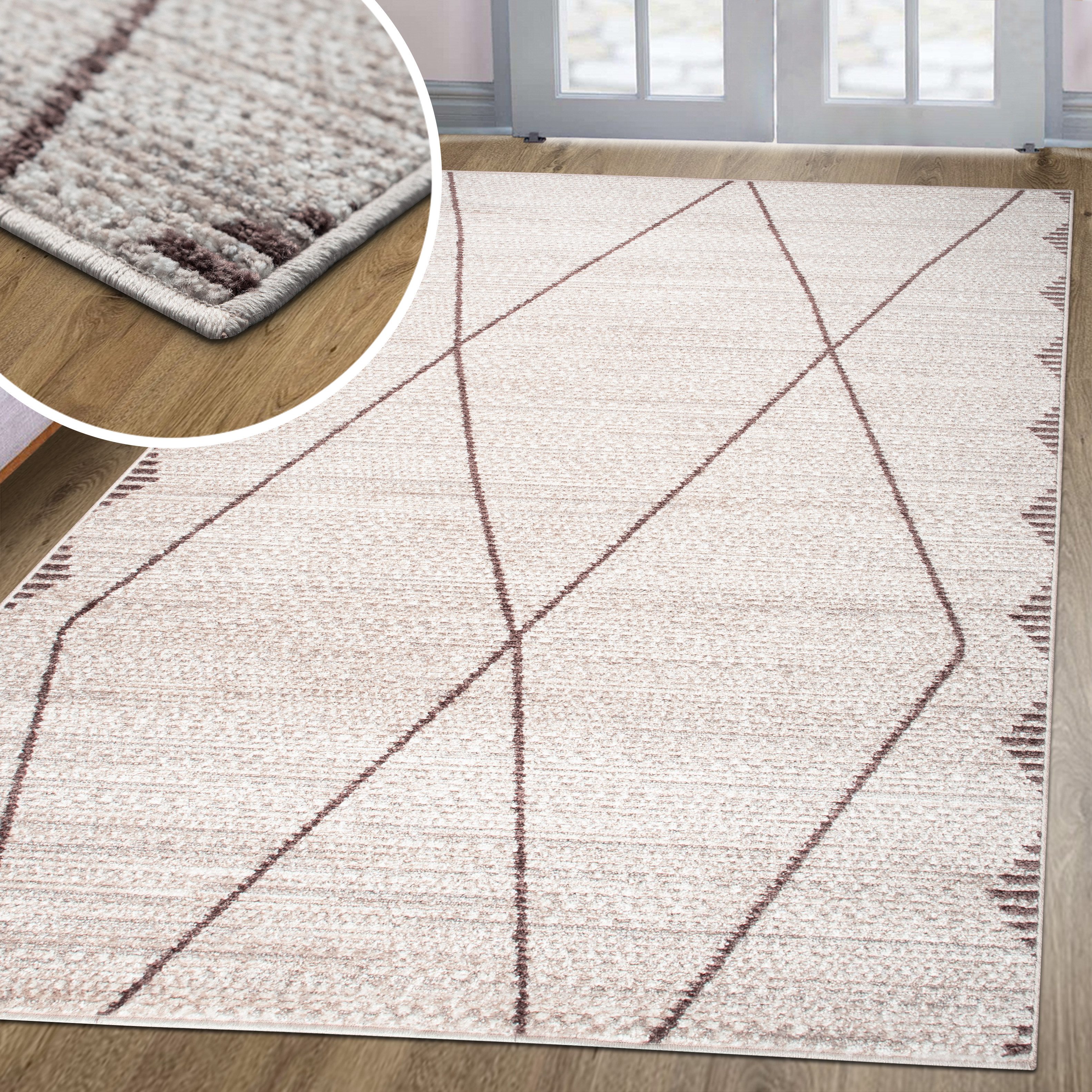 oKu-Tex Teppich HARMONIA, Wohnzimmer, weicher Kurzflor, Boho, Rechteckig, Höhe: 8.5 mm, Wohnzimmerteppich, softer Kurzflor, meliert, 3D-Effekt, Raute