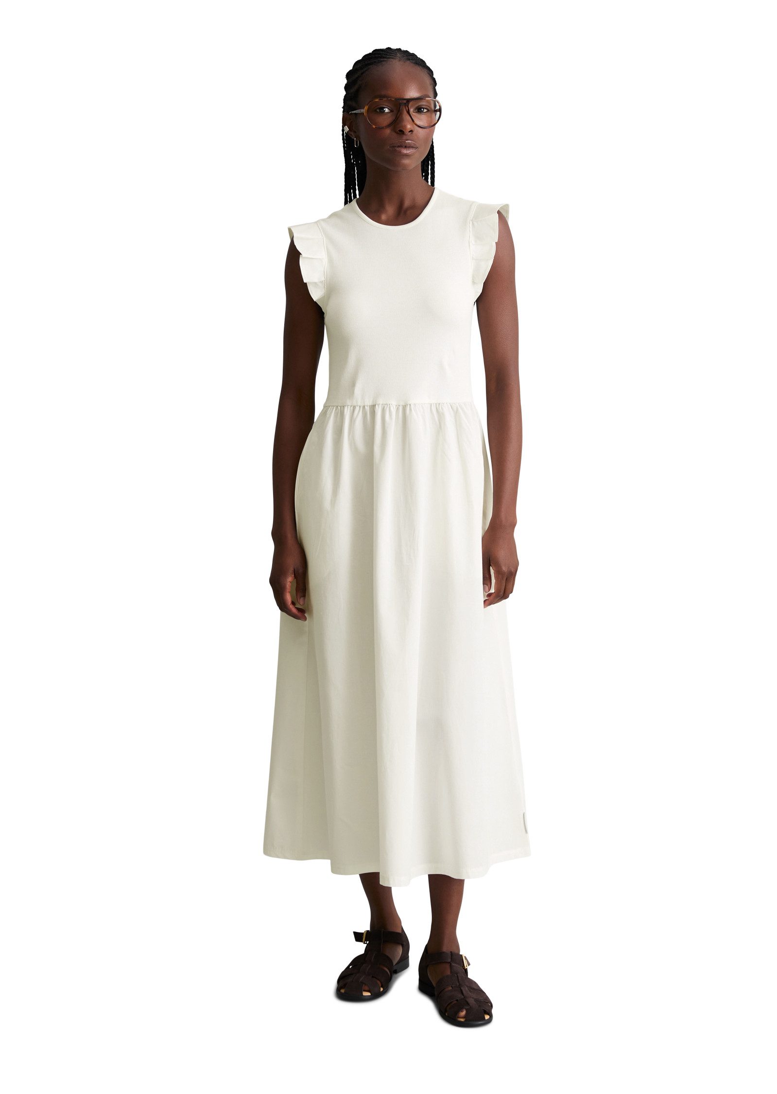 Marc O'Polo DENIM Jerseykleid flared mit Baumwoll-Popelinerock