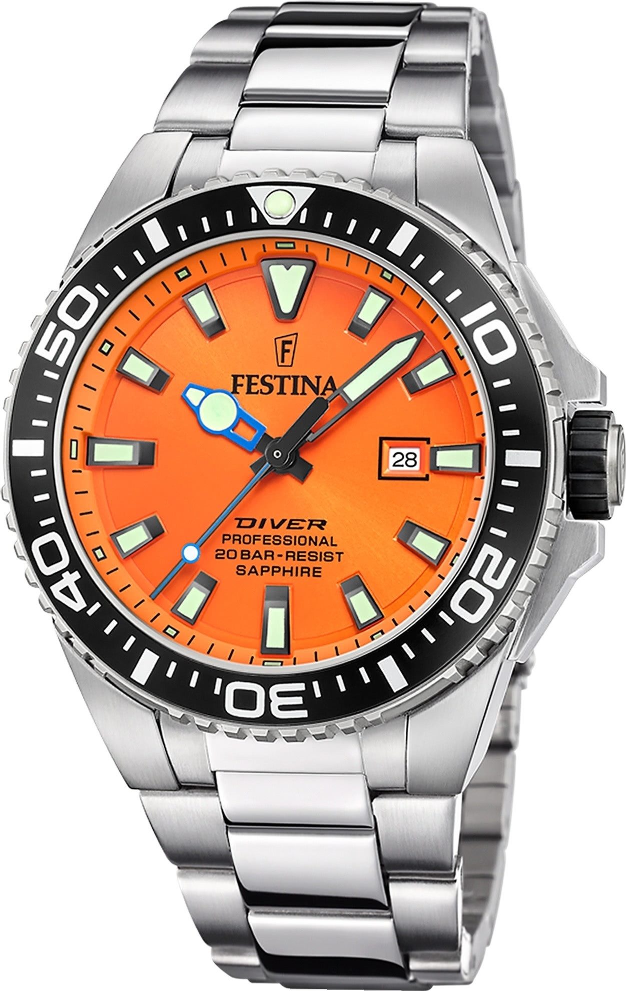 Festina Quarzuhr Festina Herrenuhr Edelstahl silber, (Analoguhr), Herren Armbanduhr rund, Edelstahlarmband silber, Casual