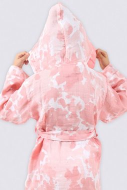 Ecocotton Kinderbademantel Kinder Bademantel ROSA aus 100% Bio Baumwoll-Musselin, Knielang, Baumwolle (Bio- GOTS-zertifiziert)