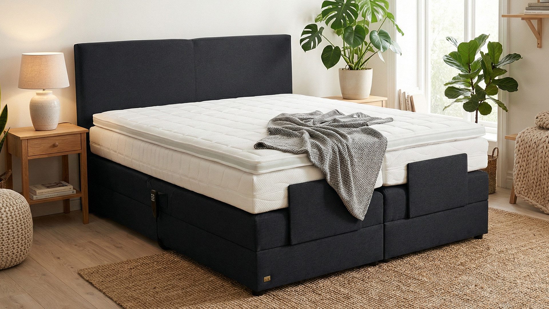 PAARA Boxspringbett Montana elektrisch verstellbar mit Motor alles, inkl. Matratze und Topper, mit einzigartigem Belüftungssystem