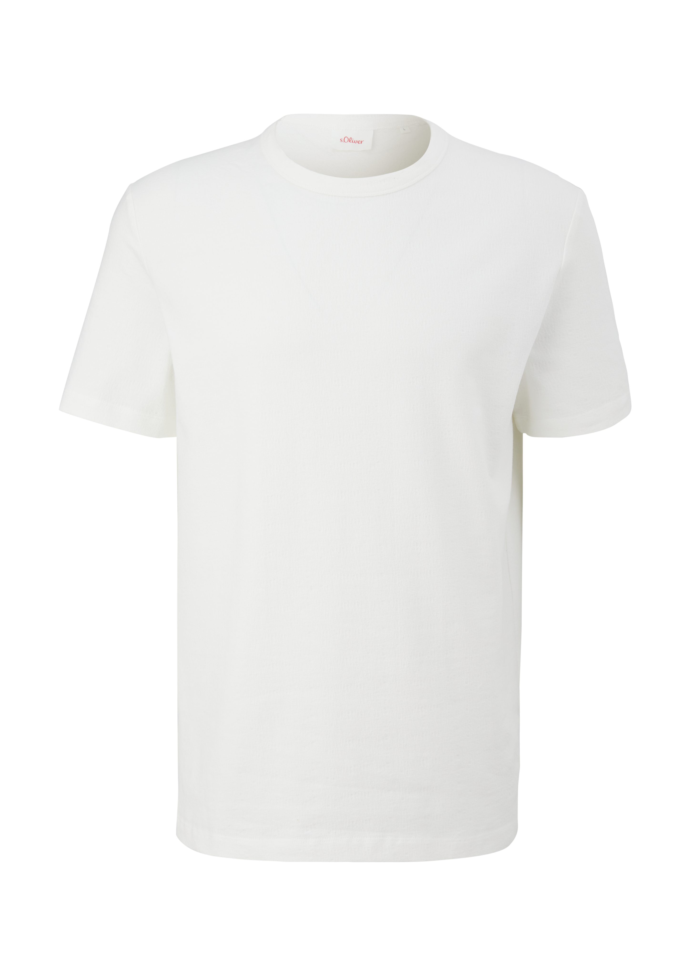 s.Oliver Kurzarmshirt aus weiß Blende Seersucker T-Shirt