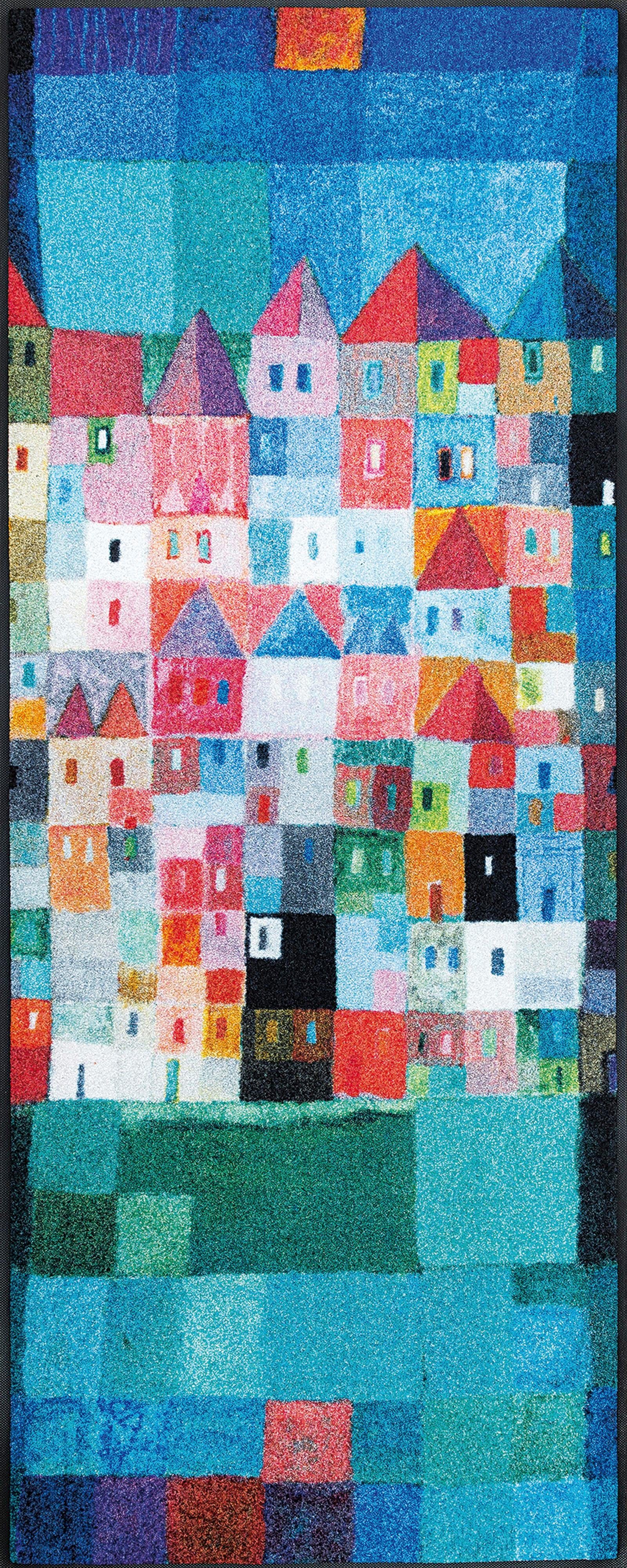 Läufer Colourful Houses, wash+dry by Kleen-Tex, rechteckig, Höhe: 7 mm, Schmutzfangläufer, rutschhemmend, In- und Outdoor geeignet, waschbar