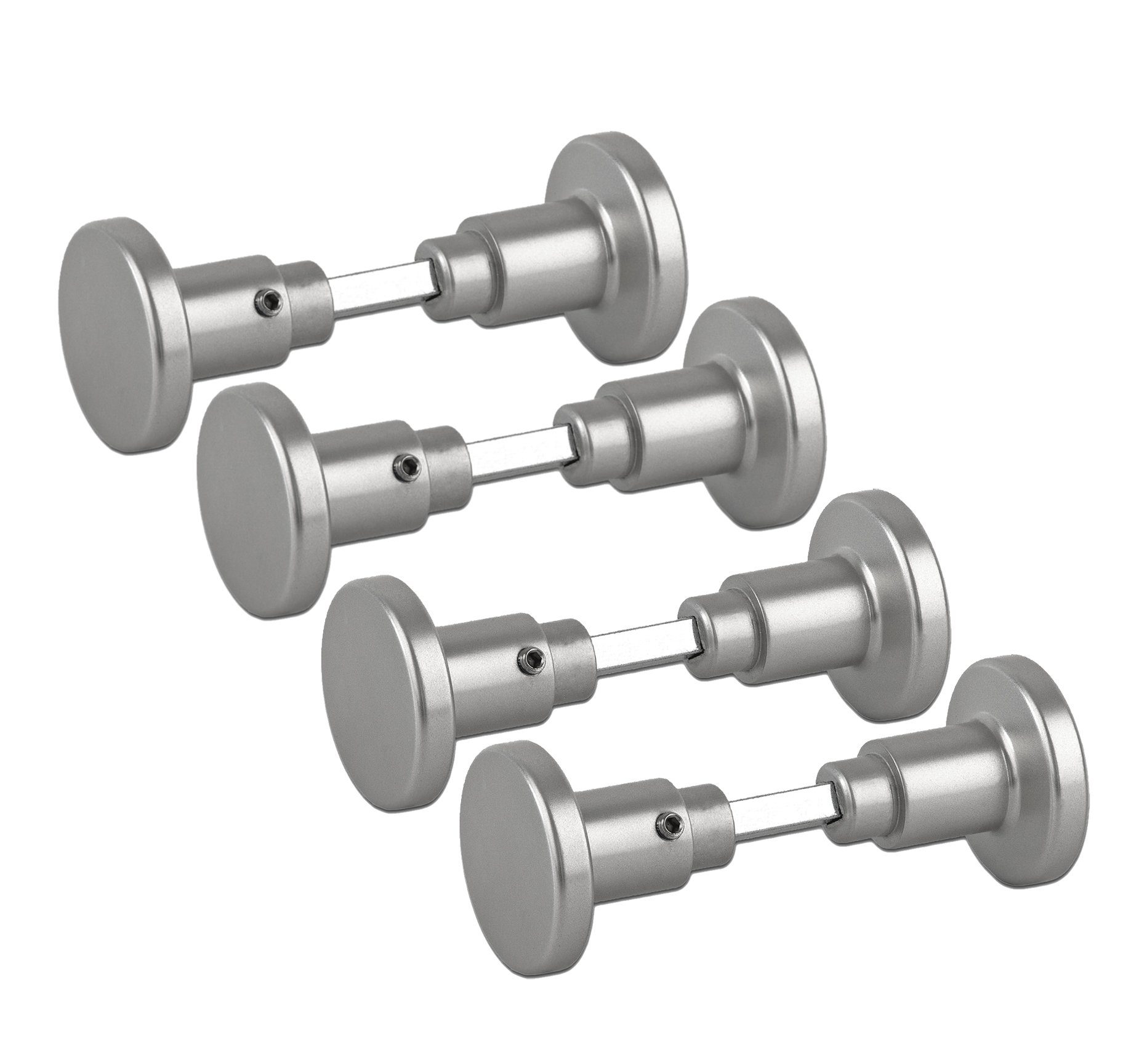 BigDean Türknauf aus Aluminium silber Türbeschlag Drehknopf, Knauf außen, Packung, 4-tlg., Türknauf, Einfacher Türknauf, Katzensicher, Eloxiertes Alumium