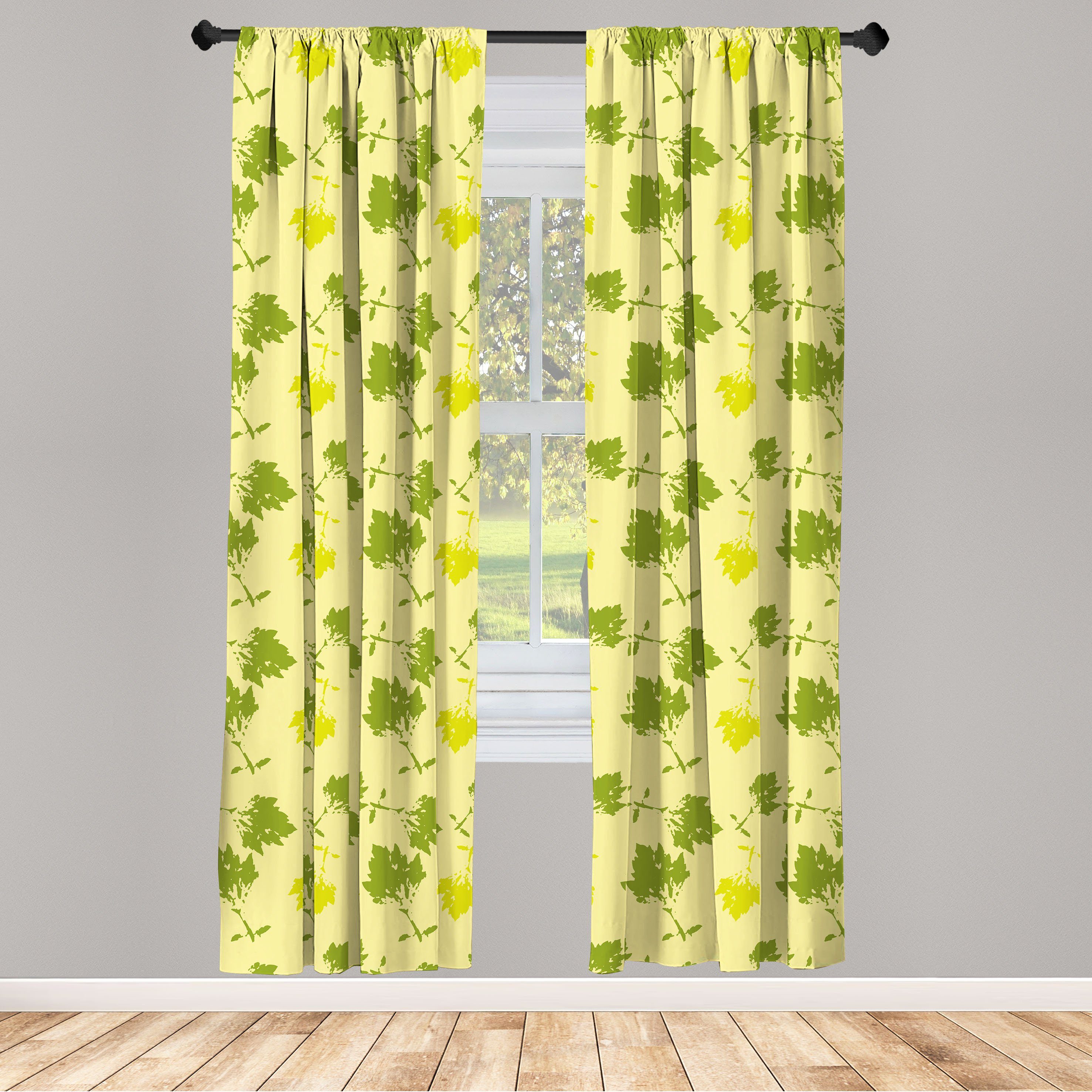 Gardine Vorhang für Wohnzimmer Schlafzimmer Dekor, Abakuhaus, Microfaser, Blumen Zier Sycamore Leaves