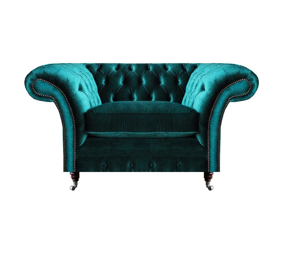 Xlmoebel Chesterfield-Sessel Eleganter grüner Textilsessel mit Knopfheftung für stilvolles Wohnen (1-St., Sessel), Hergestellt in Europa