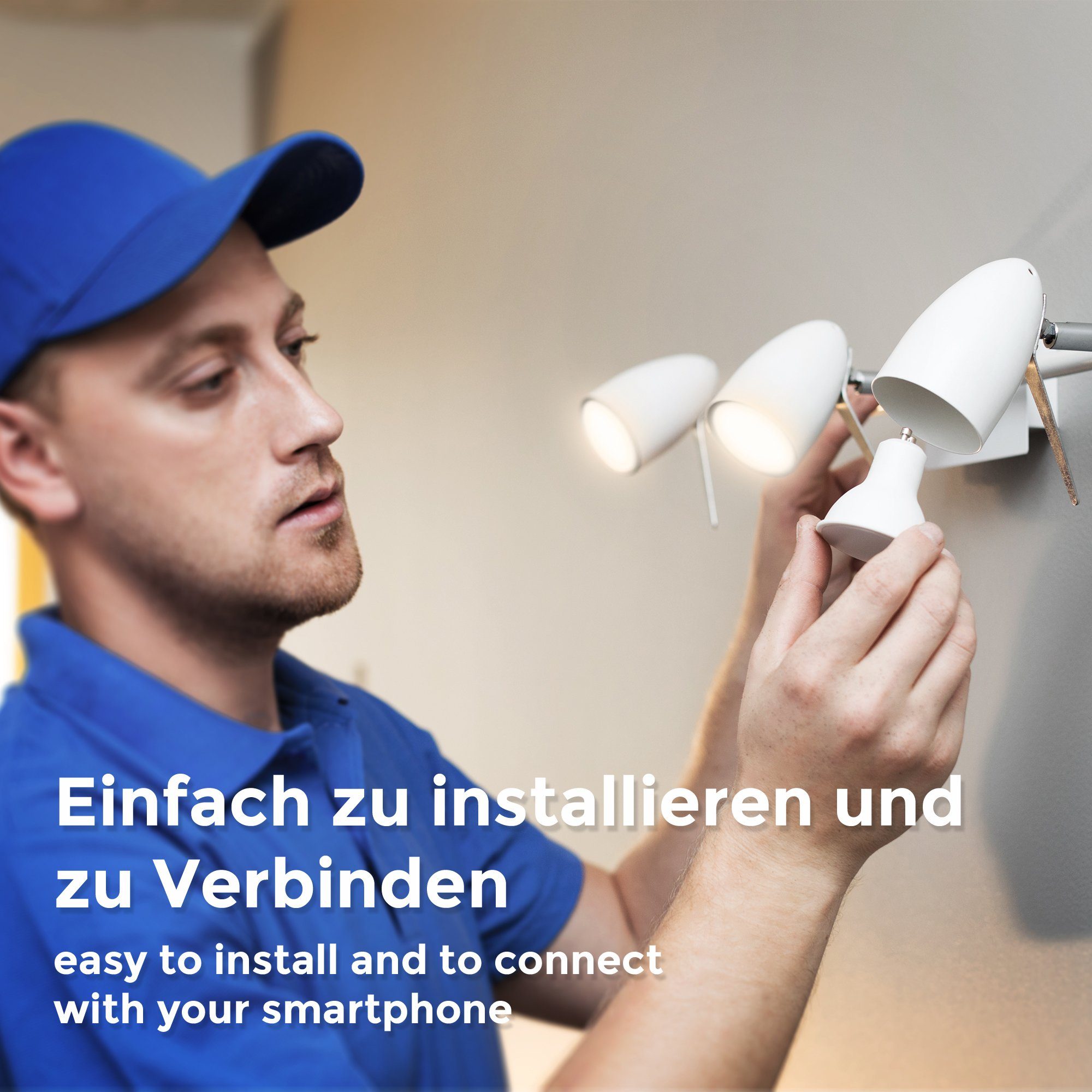 B.K.Licht LED-Leuchtmittel, dimmbar St., LED-Lampe, RGB, GU10, Warmweiß, WiFi, Smart Home App-Steuerung, 4