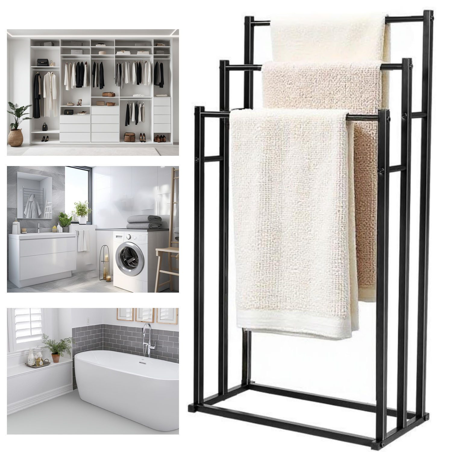 HEYHIPPO Handtuchständer Schwarzer mehrschichtiger Handtuchhalter den Boden günstig online kaufen